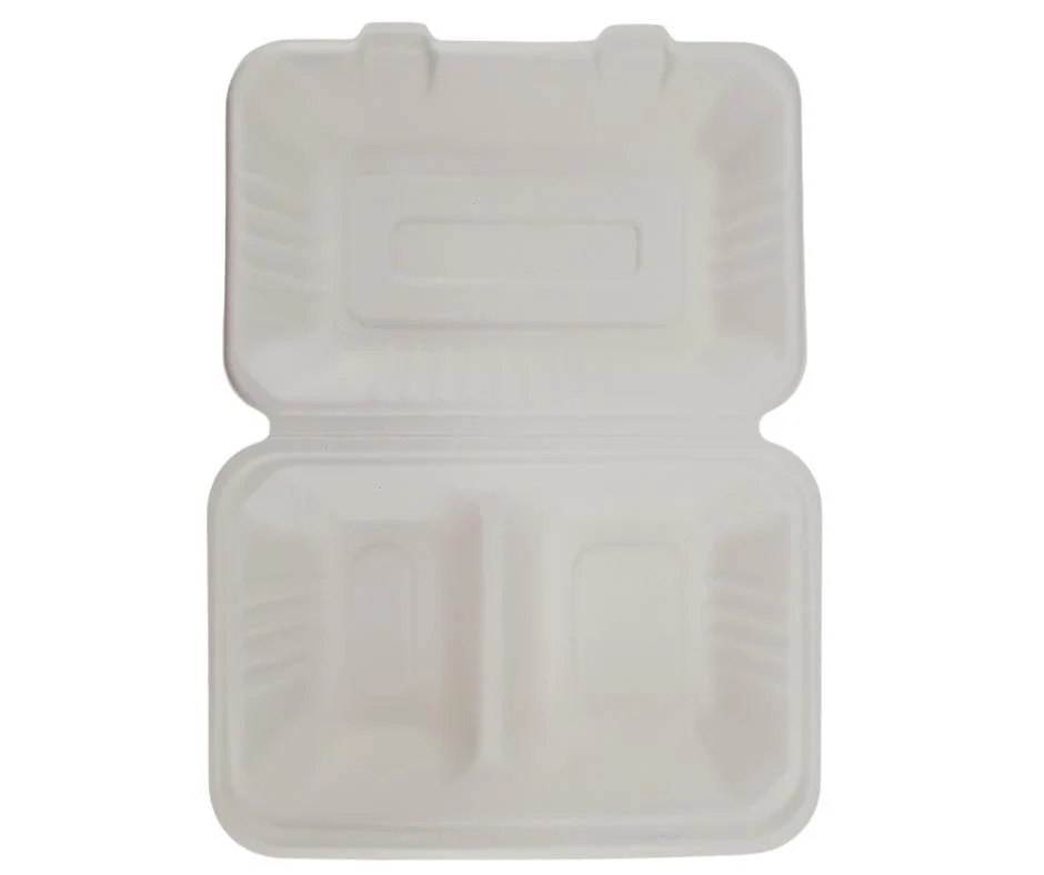 Eco-Craze - Bagasse Clamshell Container - 9X6 - 2 Comp - Image 6