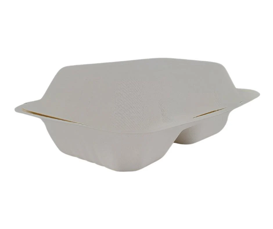 Eco-Craze - Bagasse Clamshell Container - 9X6 - 2 Comp - Image 9