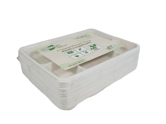 Eco-Craze - Corn Starch - Rectangular Cont./Thali - 6 Comp - Image 3