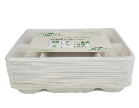 Eco-Craze - Corn Starch - Rectangular Cont./Thali - 6 Comp - Image 4