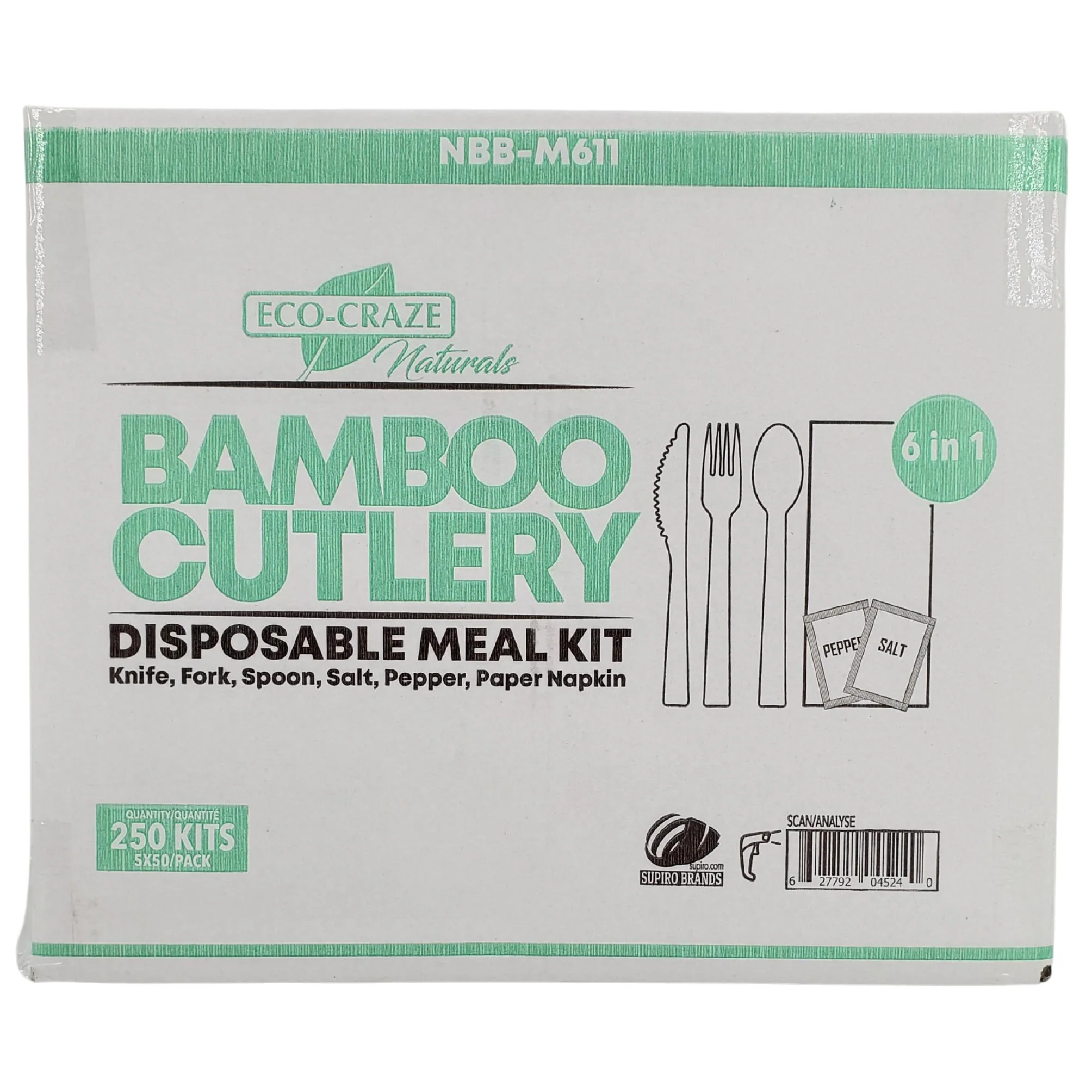 Eco-Craze - Disposable Bamboo 6pcs Cutlery Kit - K/F/S/N/SP NBB-M611 - Image 11