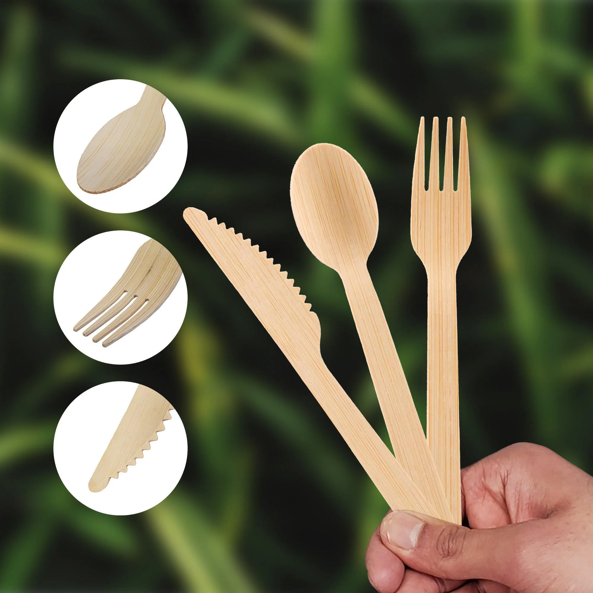 Eco-Craze - Disposable Bamboo 6pcs Cutlery Kit - K/F/S/N/SP NBB-M611 - Image 7
