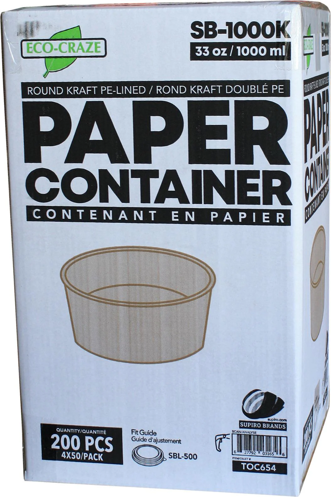 Eco-Craze - Kraft PE-Lined Paper Container - Round - 1000ml - SB-1000K - Image 4