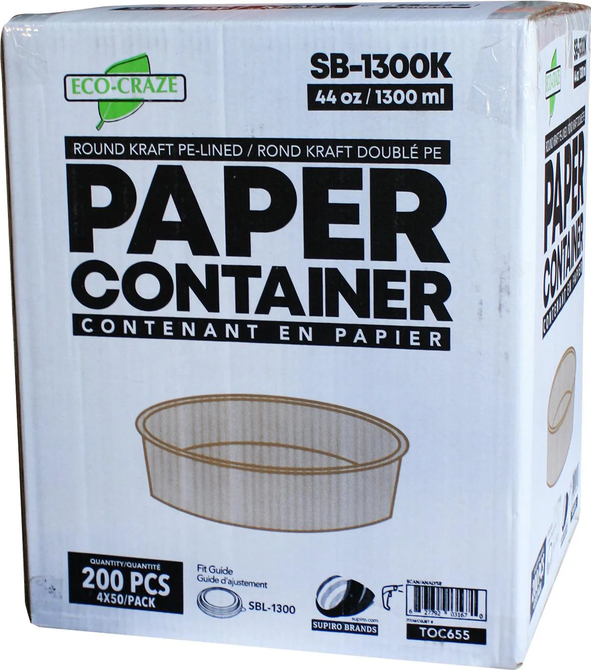 Eco-Craze - Kraft PE-Lined Paper Container - Round - 1300ml - SB-1300K - Image 4