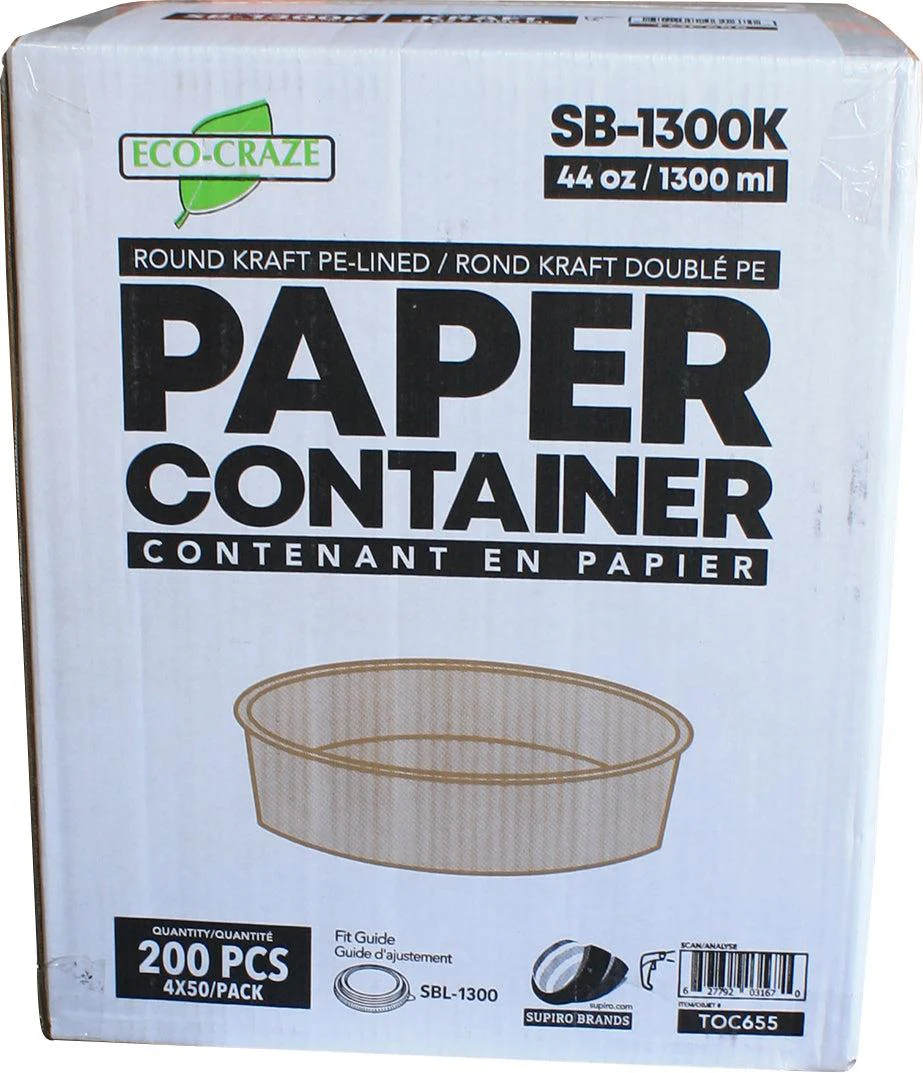 Eco-Craze - Kraft PE-Lined Paper Container - Round - 1300ml - SB-1300K - Image 5