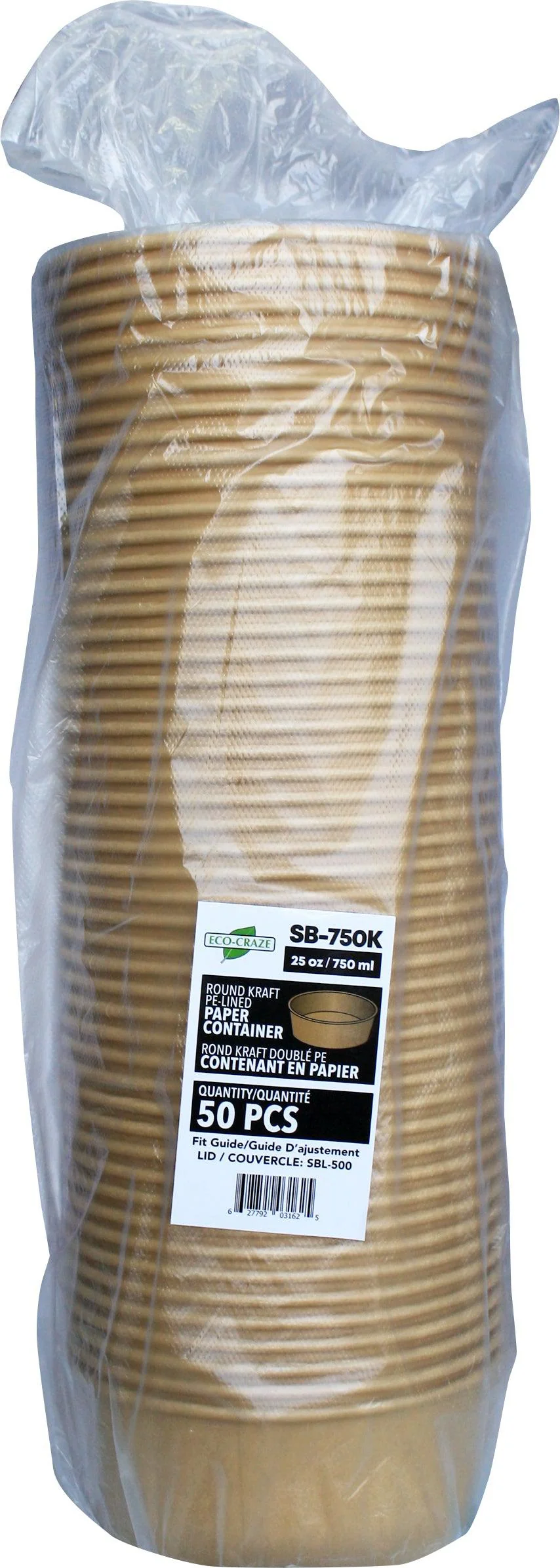Eco-Craze - Kraft PE-Lined Paper Container - Round - 750ml - SB-750K - Image 3