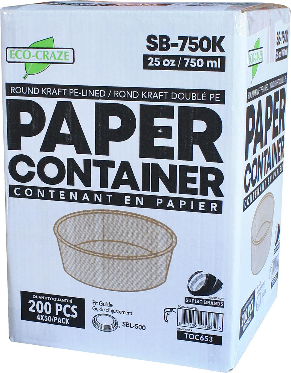 Eco-Craze - Kraft PE-Lined Paper Container - Round - 750ml - SB-750K - Image 4