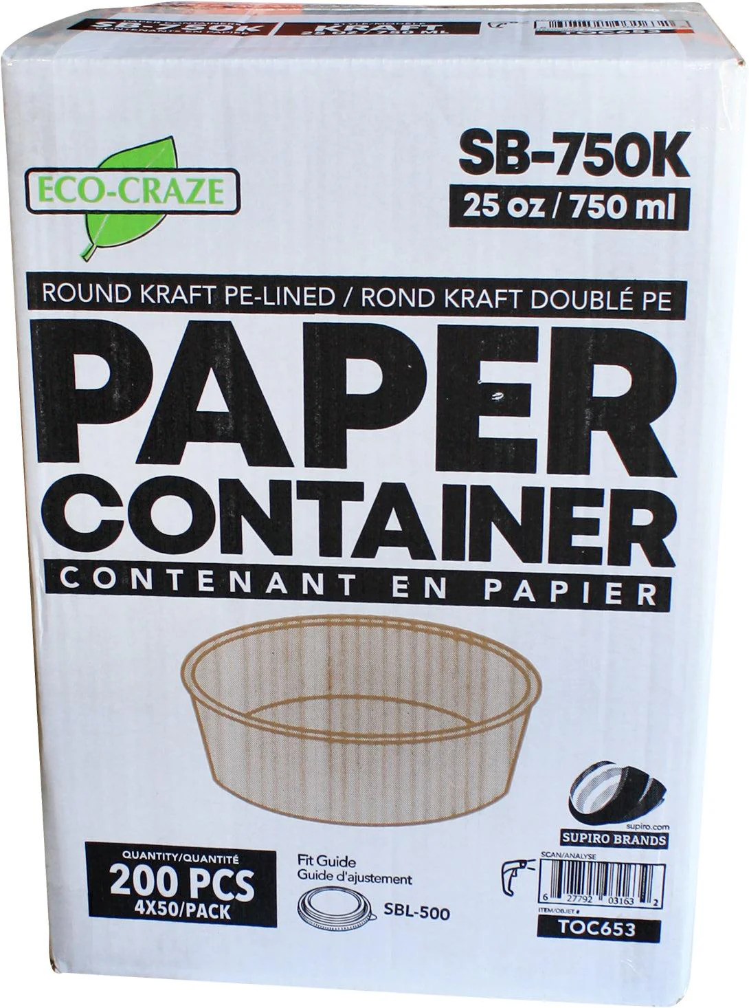 Eco-Craze - Kraft PE-Lined Paper Container - Round - 750ml - SB-750K - Image 5