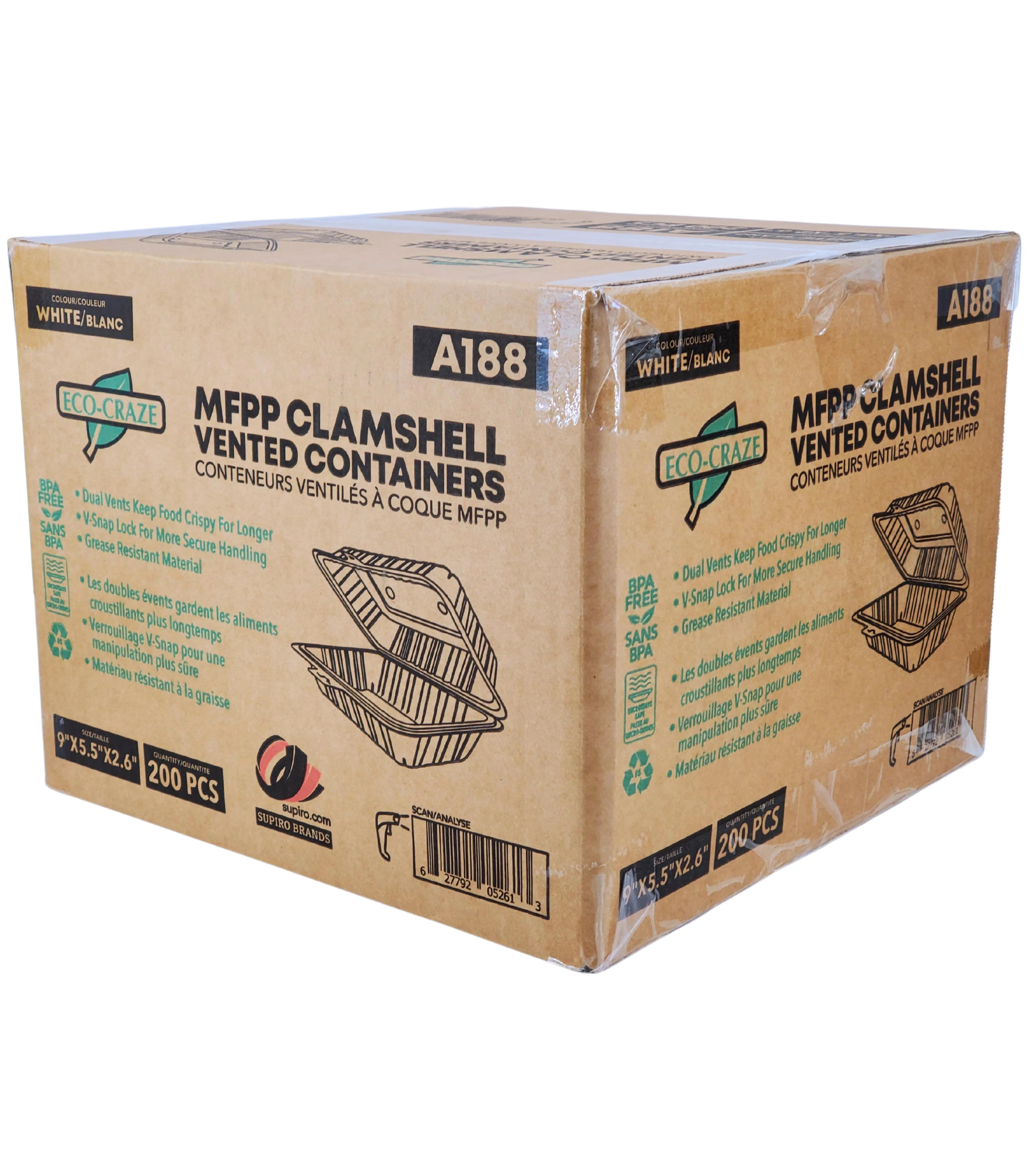 Eco-Craze - MFPP Clamshell Vented Cont. - 9"x5.5"x2.6" - A905 - Single Lock - Image 3