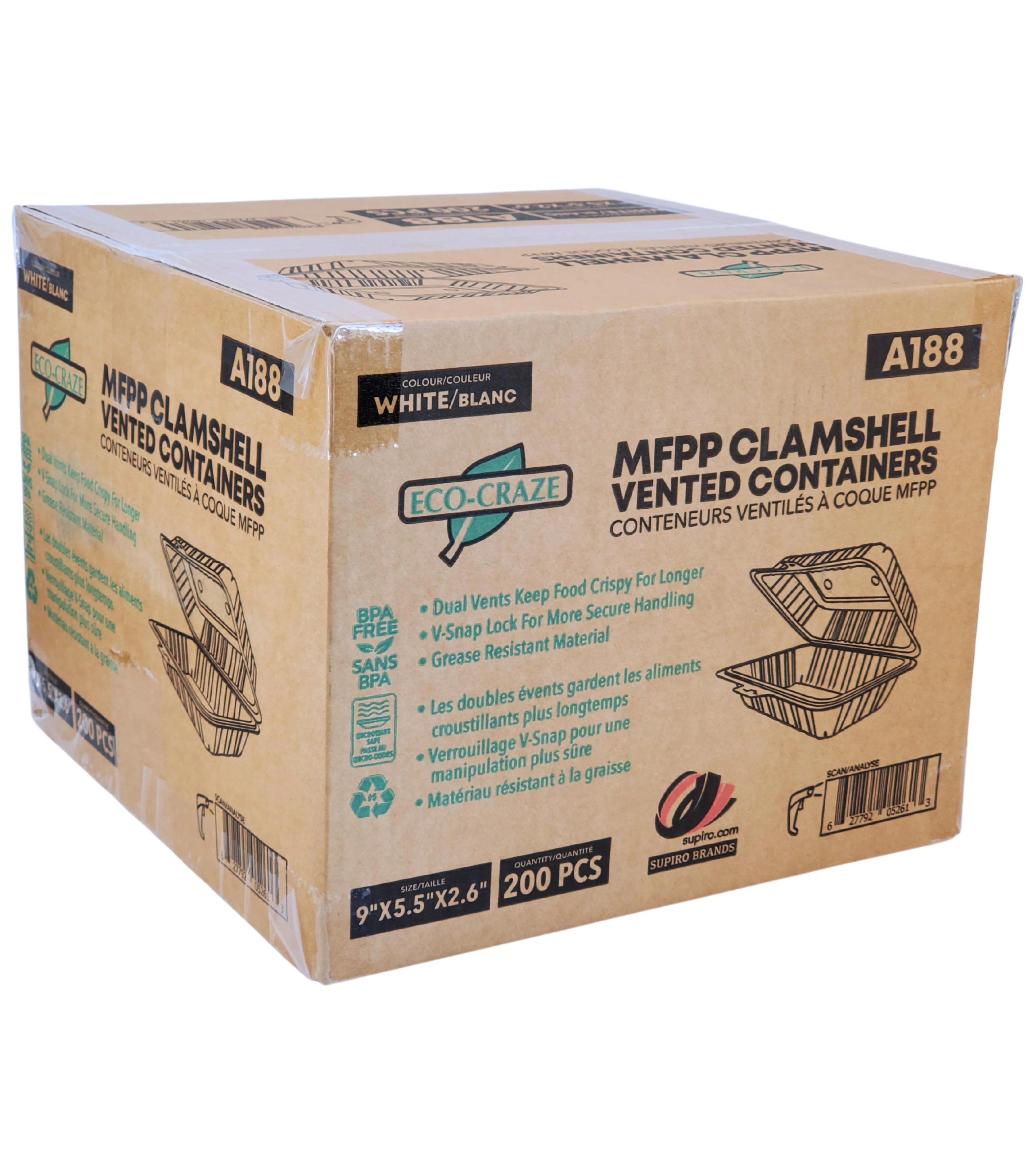 Eco-Craze - MFPP Clamshell Vented Cont. - 9"x5.5"x2.6" - A905 - Single Lock - Image 4