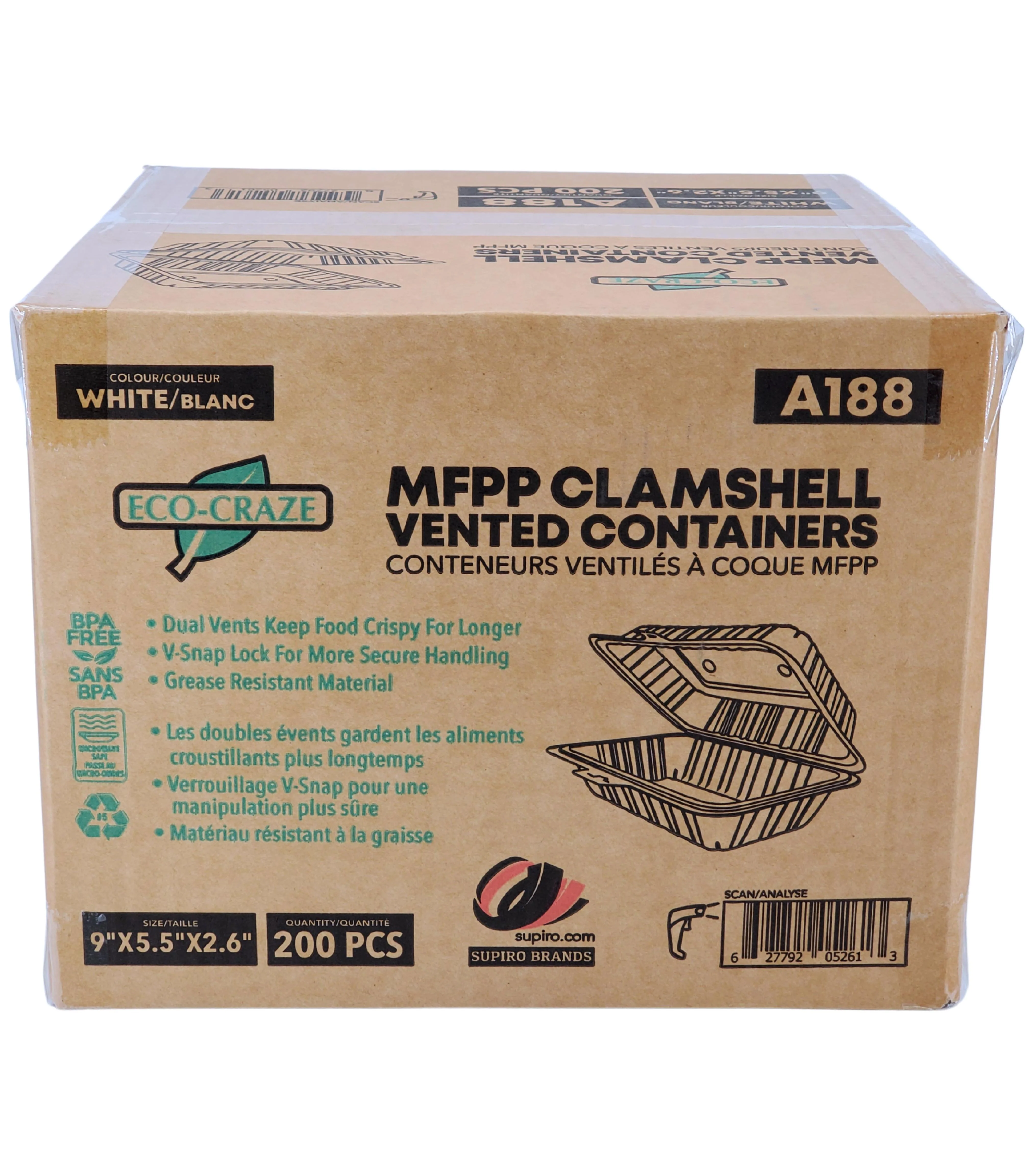 Eco-Craze - MFPP Clamshell Vented Cont. - 9"x5.5"x2.6" - A905 - Single Lock - Image 5