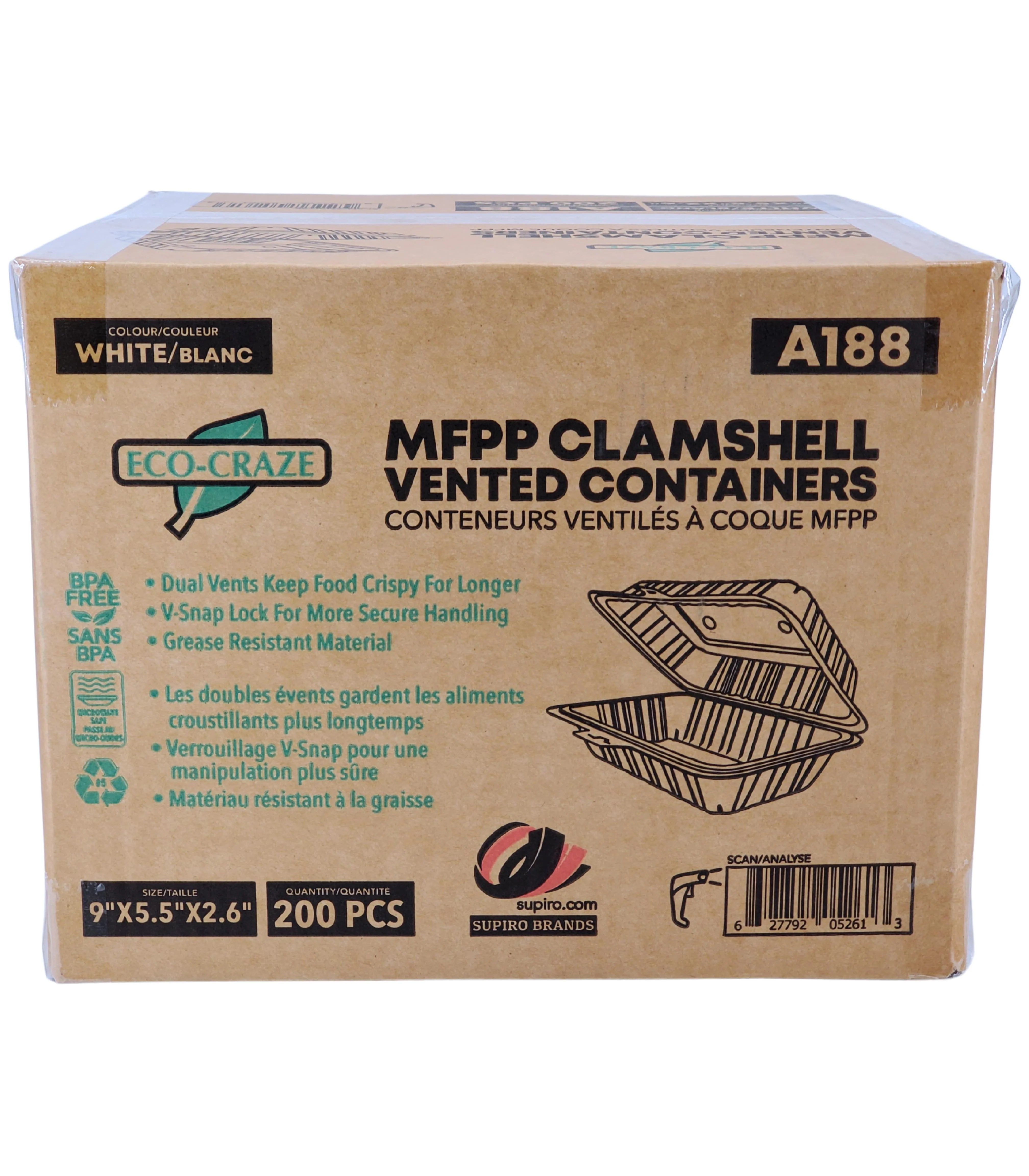 Eco-Craze - MFPP Clamshell Vented Cont. - 9"x5.5"x2.6" - A905 - Single Lock - Image 6