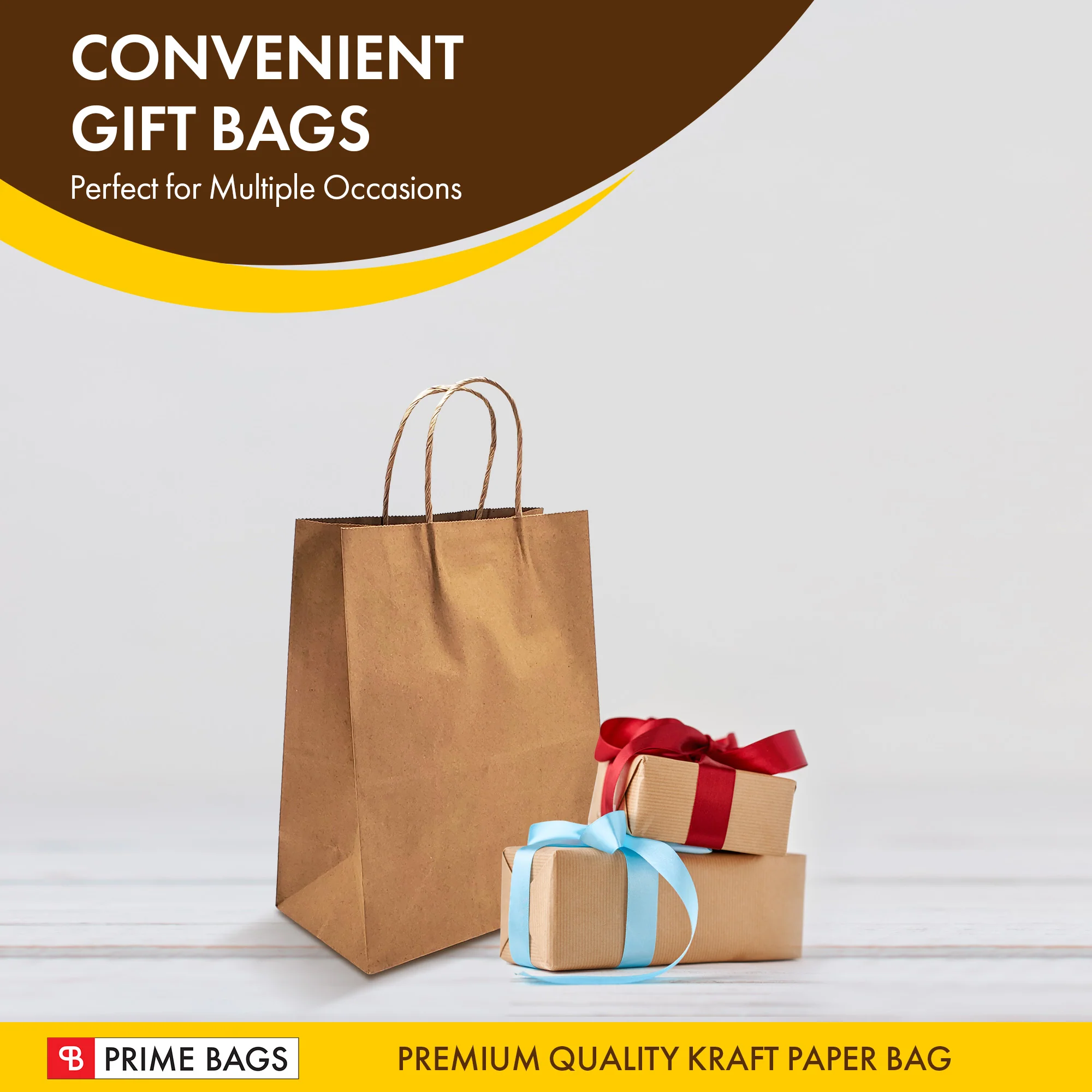 Prime Bags - Aydin - Paper Handle Bag - Self Adhesive - 8*4.5*10.5 - Image 10