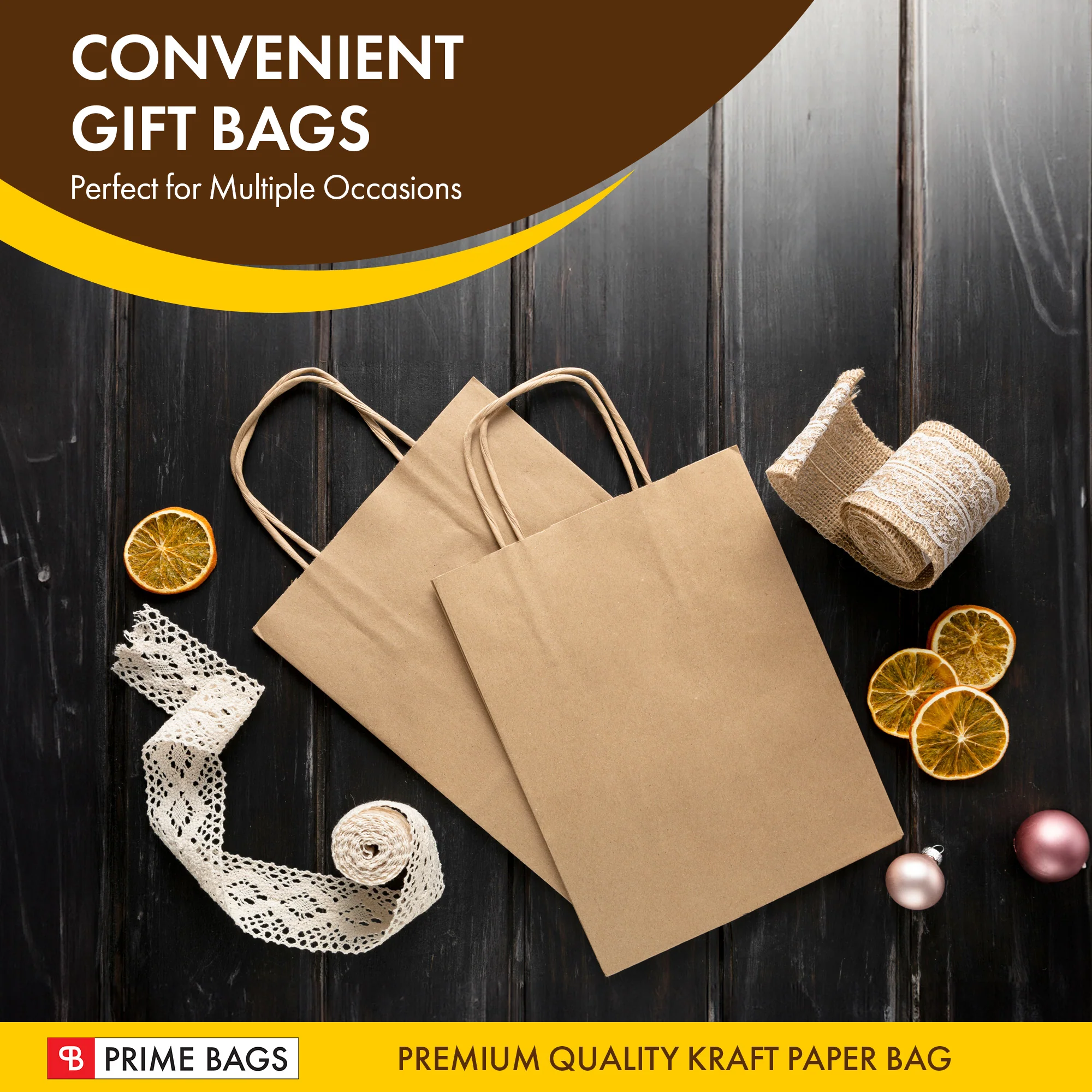 Prime Bags - Aydin - Paper Handle Bag - Self Adhesive - 8*4.5*10.5 - Image 9