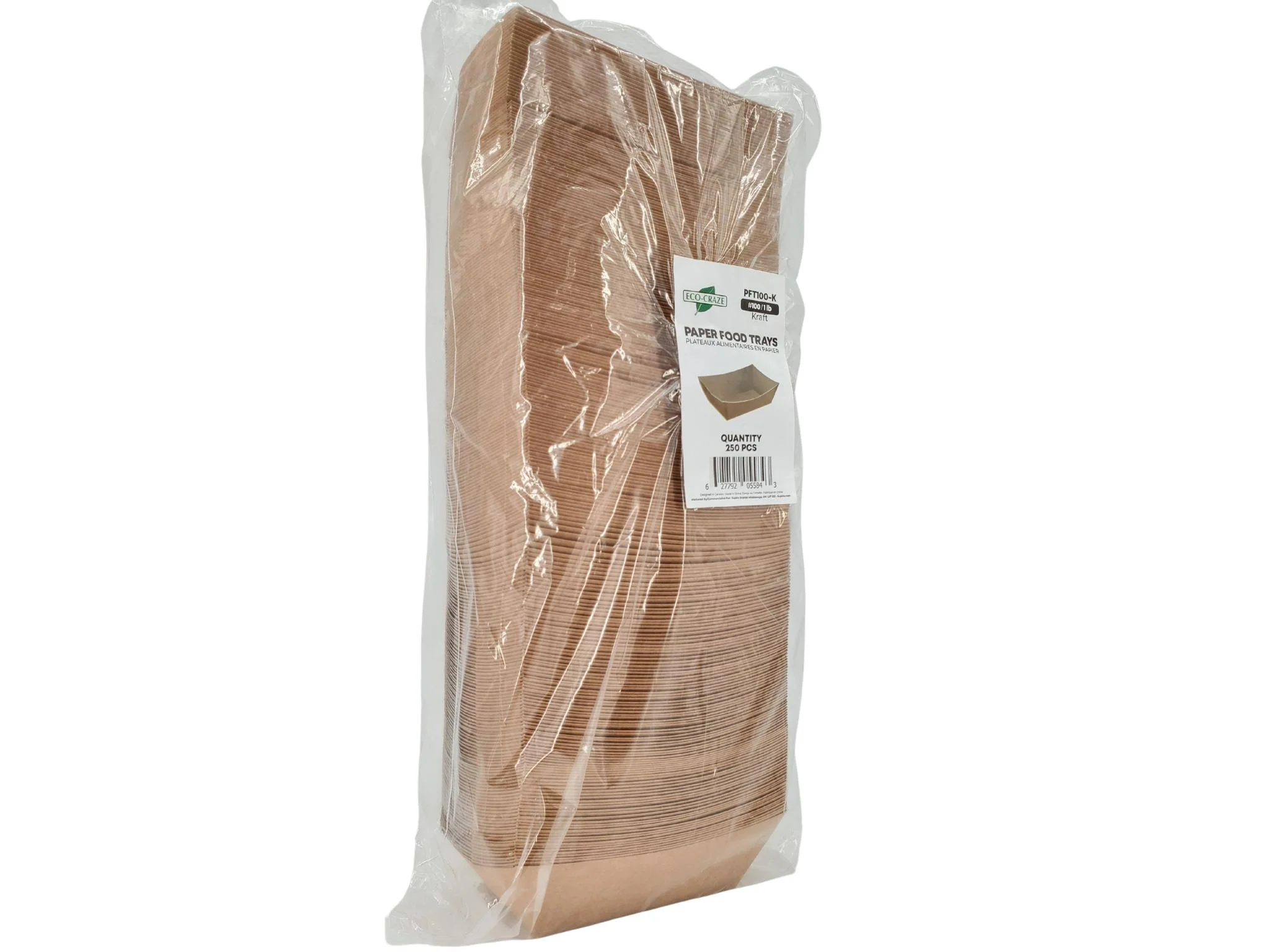 Eco-Craze PFT100-K #100 1 lb Kraft Paper Food Tray - Image 7