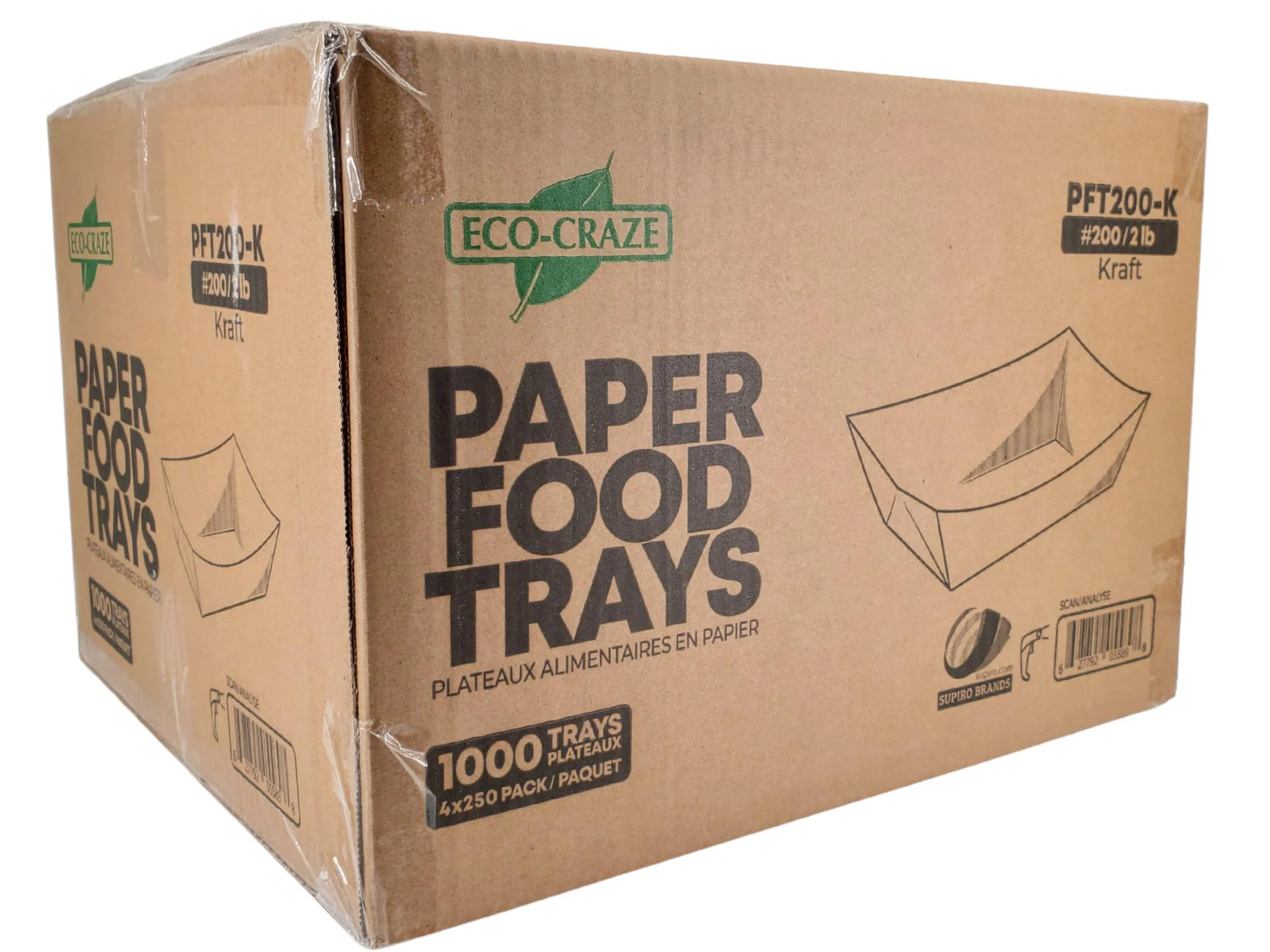 Eco-Craze PFT200-K #200 2 lb Kraft Paper Food Tray - Image 3