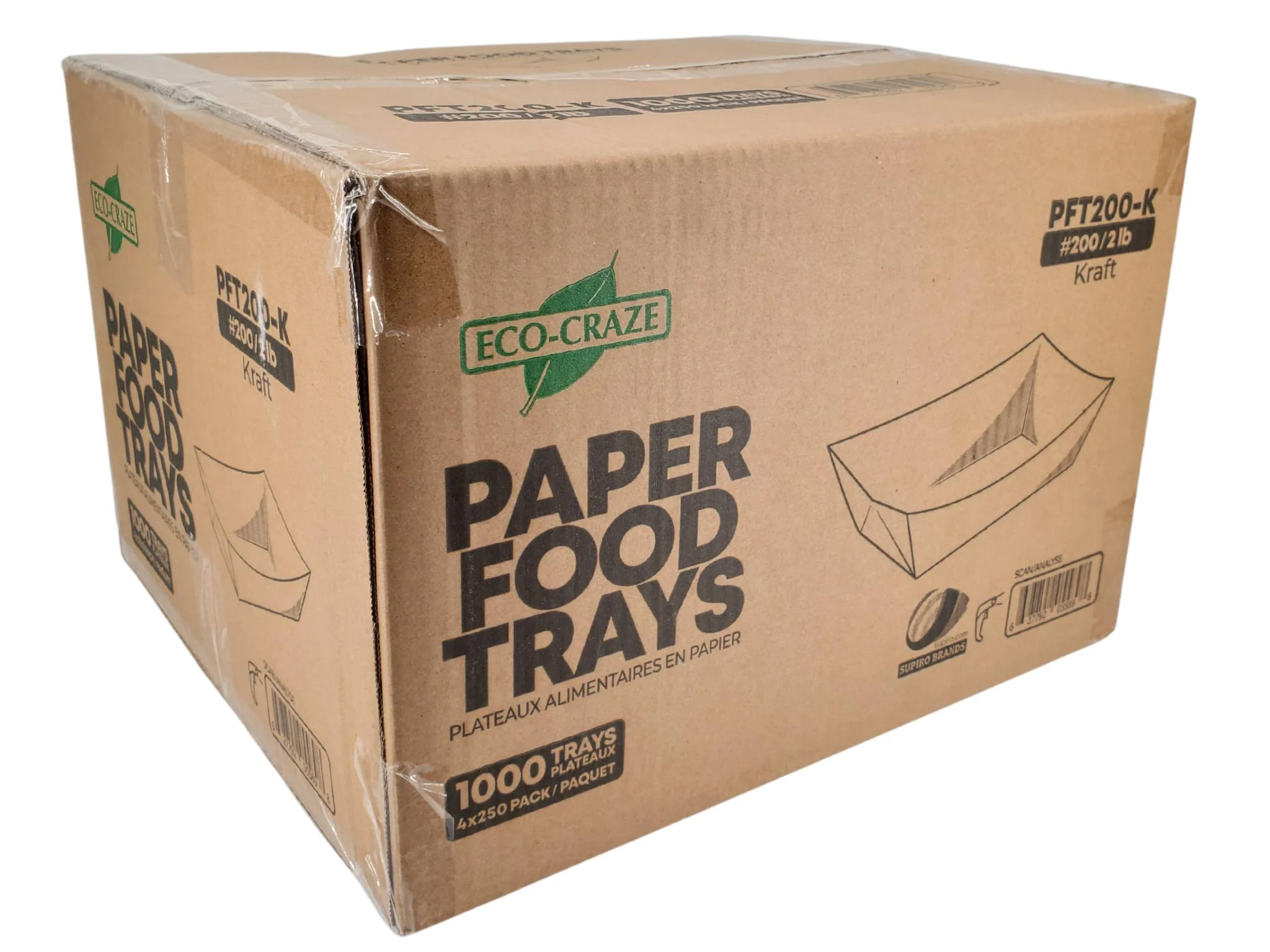 Eco-Craze PFT200-K #200 2 lb Kraft Paper Food Tray - Image 4