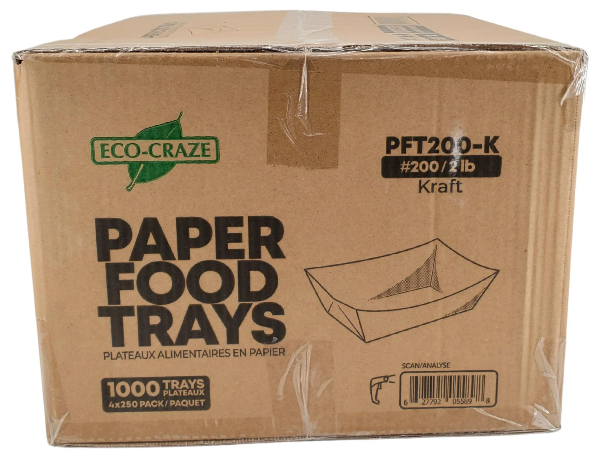 Eco-Craze PFT200-K #200 2 lb Kraft Paper Food Tray - Image 5