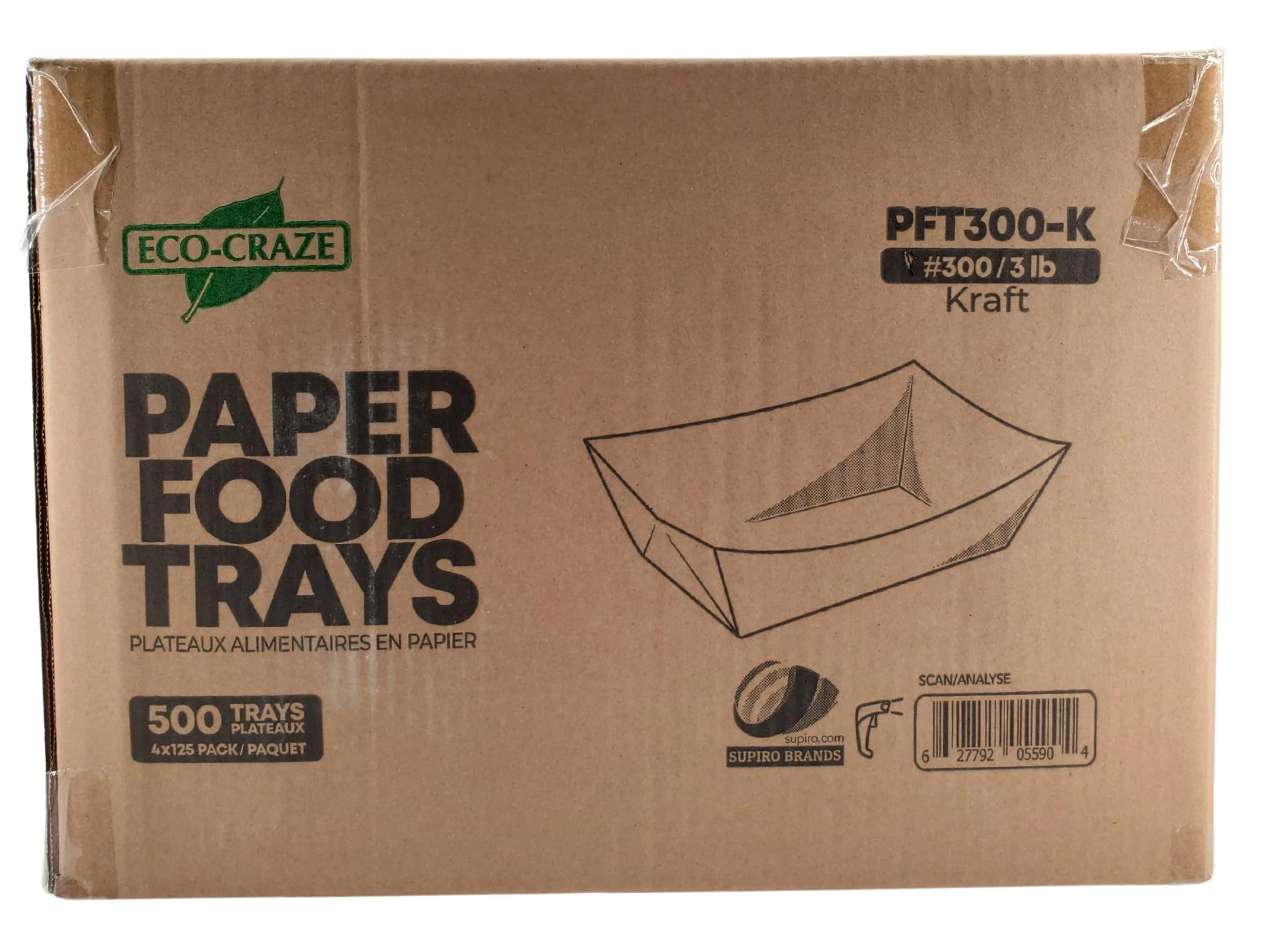 Eco-Craze - PFT300-K #300 3 lb Kraft Paper Food Tray - Image 2