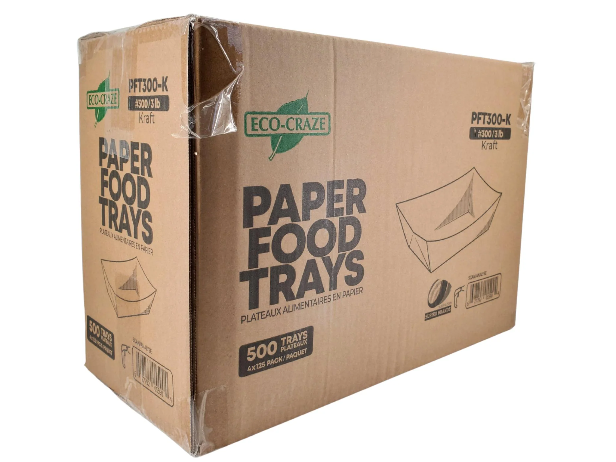 Eco-Craze - PFT300-K #300 3 lb Kraft Paper Food Tray - Image 3