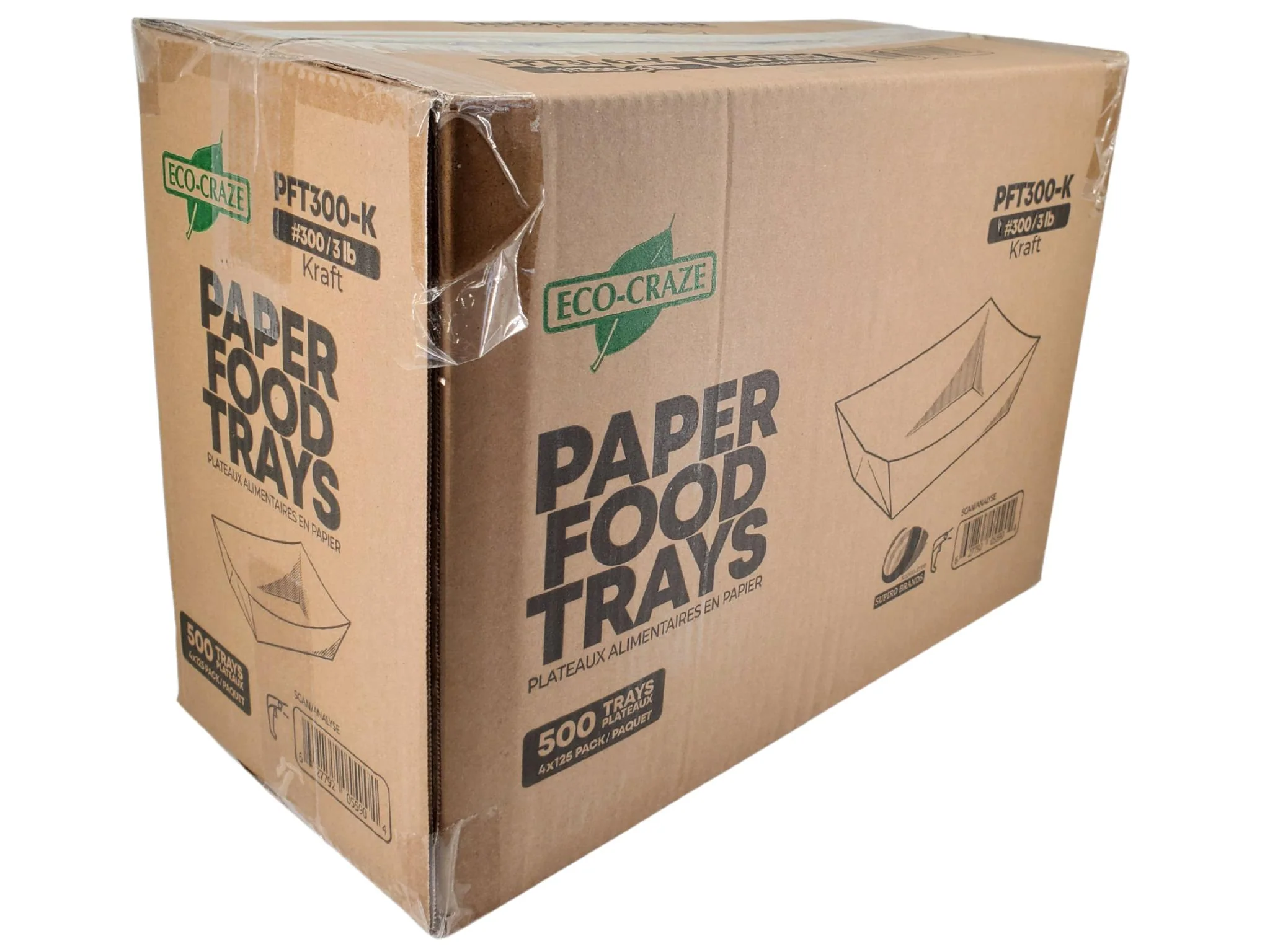 Eco-Craze - PFT300-K #300 3 lb Kraft Paper Food Tray - Image 4