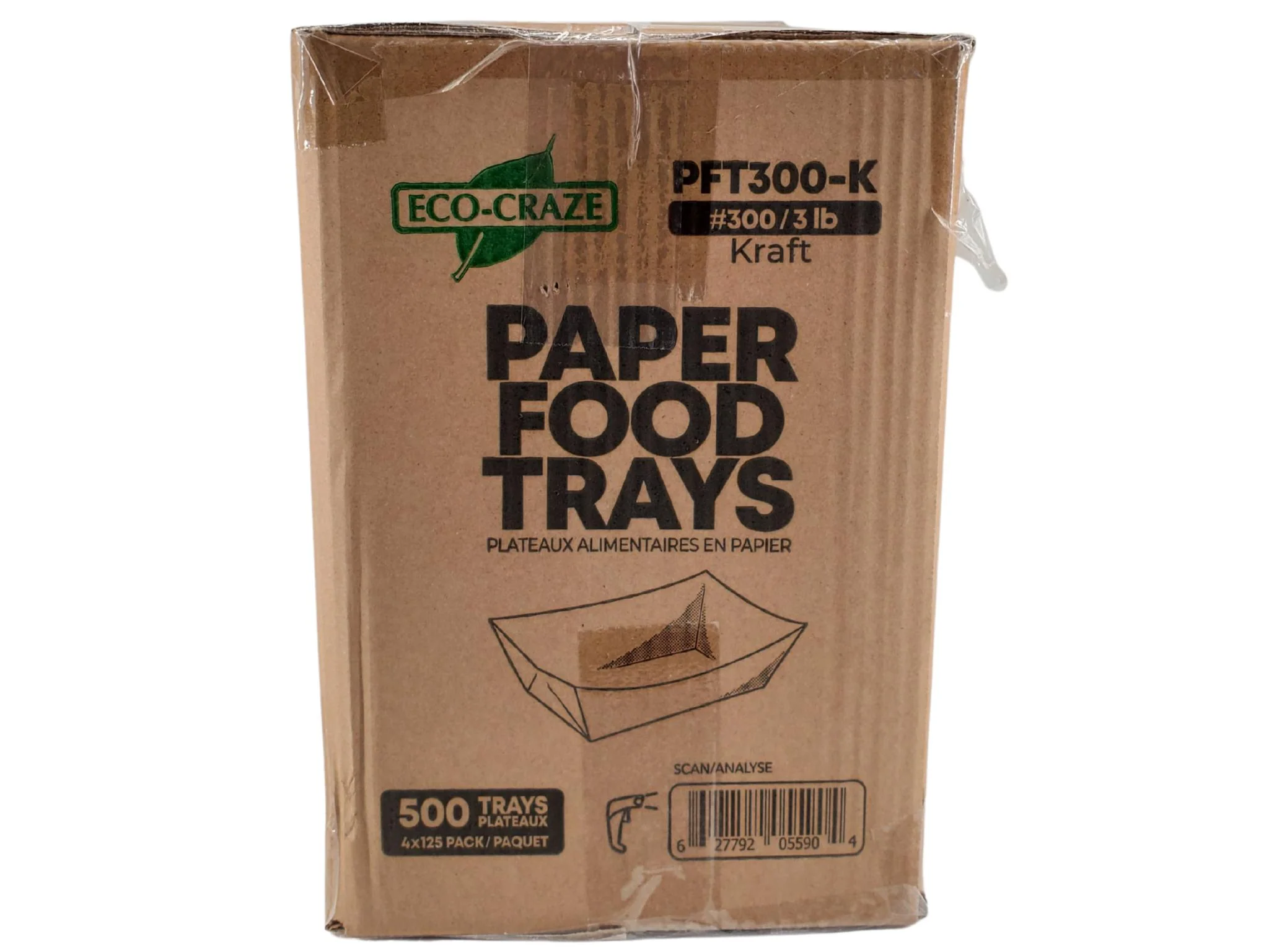 Eco-Craze - PFT300-K #300 3 lb Kraft Paper Food Tray - Image 5