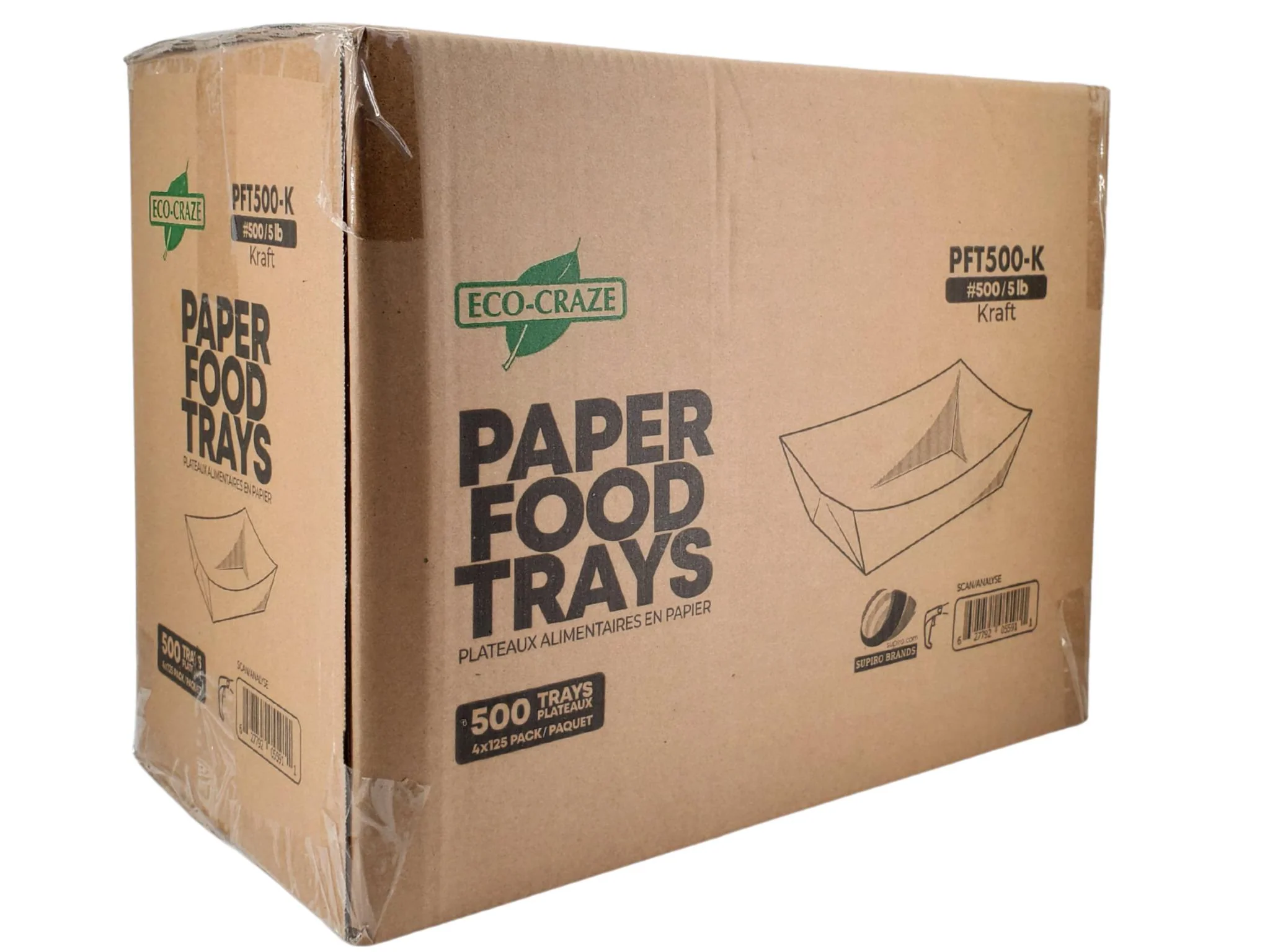 Eco-Craze PFT500-K #500 5 lb Kraft Paper Food Tray - Image 3