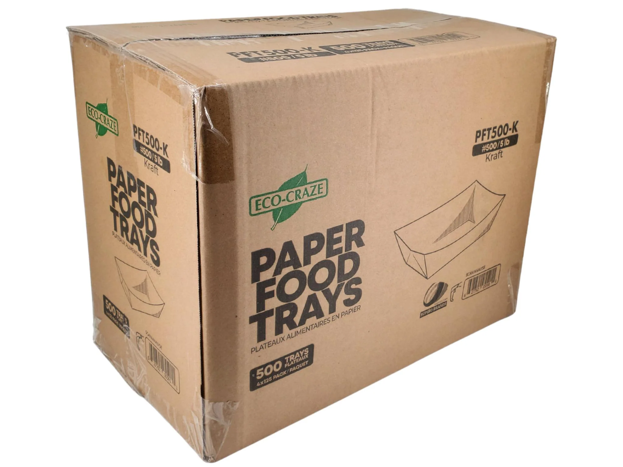 Eco-Craze PFT500-K #500 5 lb Kraft Paper Food Tray - Image 4