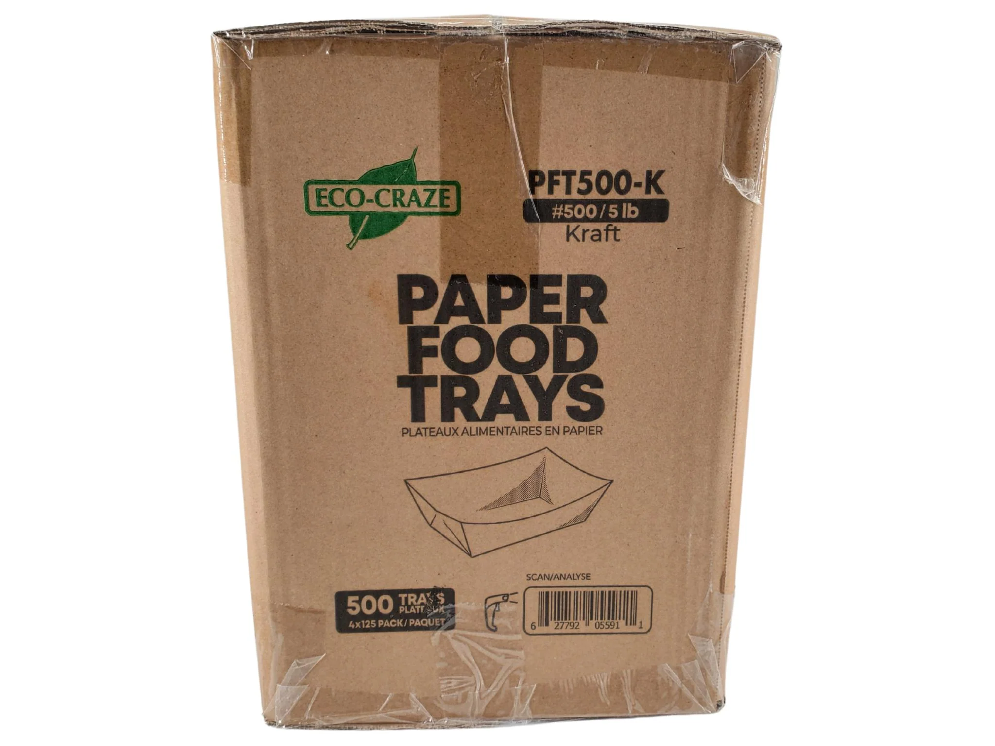 Eco-Craze PFT500-K #500 5 lb Kraft Paper Food Tray - Image 5