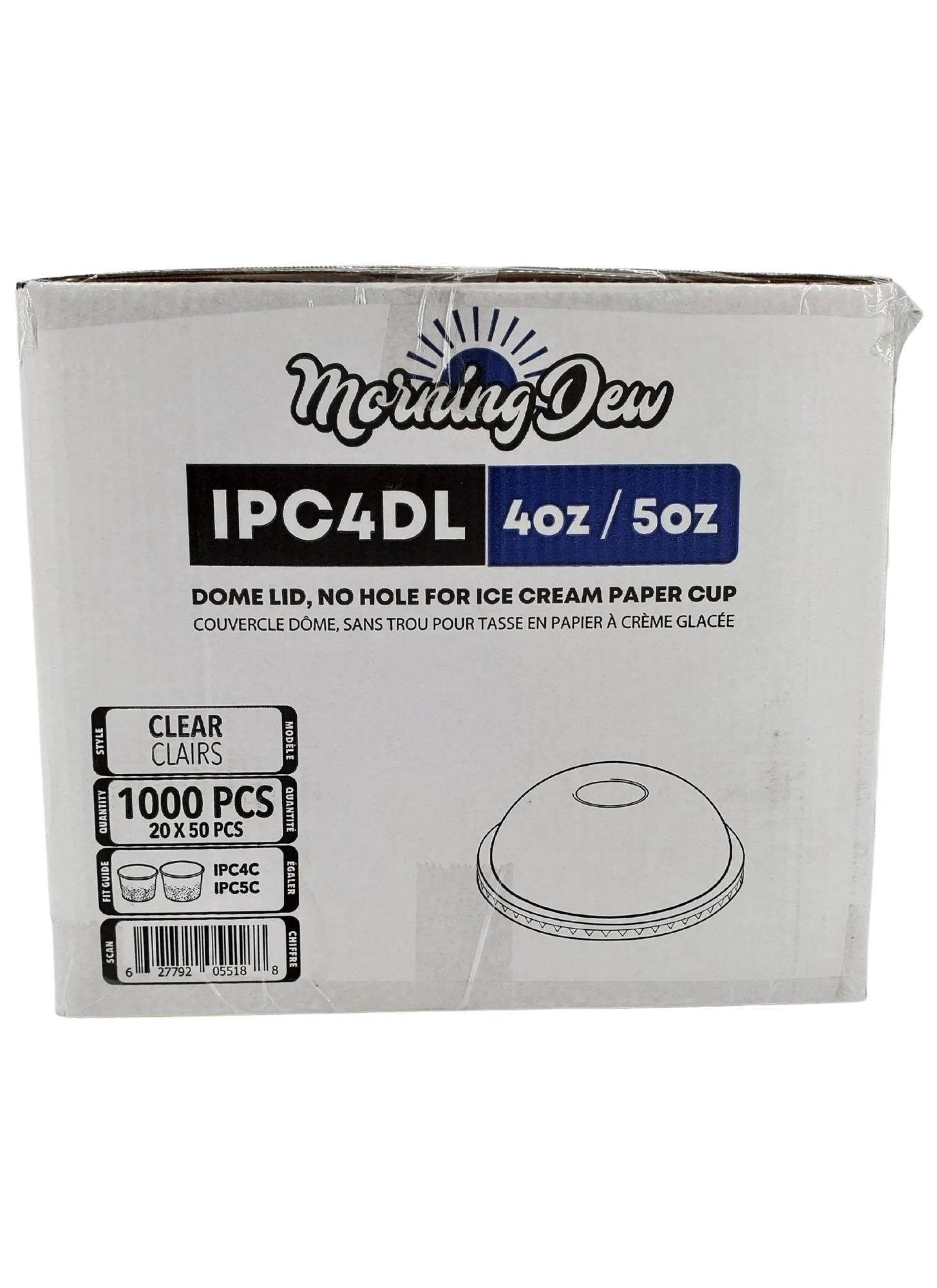 Morning Dew - Dome Lid for 4 / 5 oz Ice Cream Paper Cup - IPC4DL - Image 9