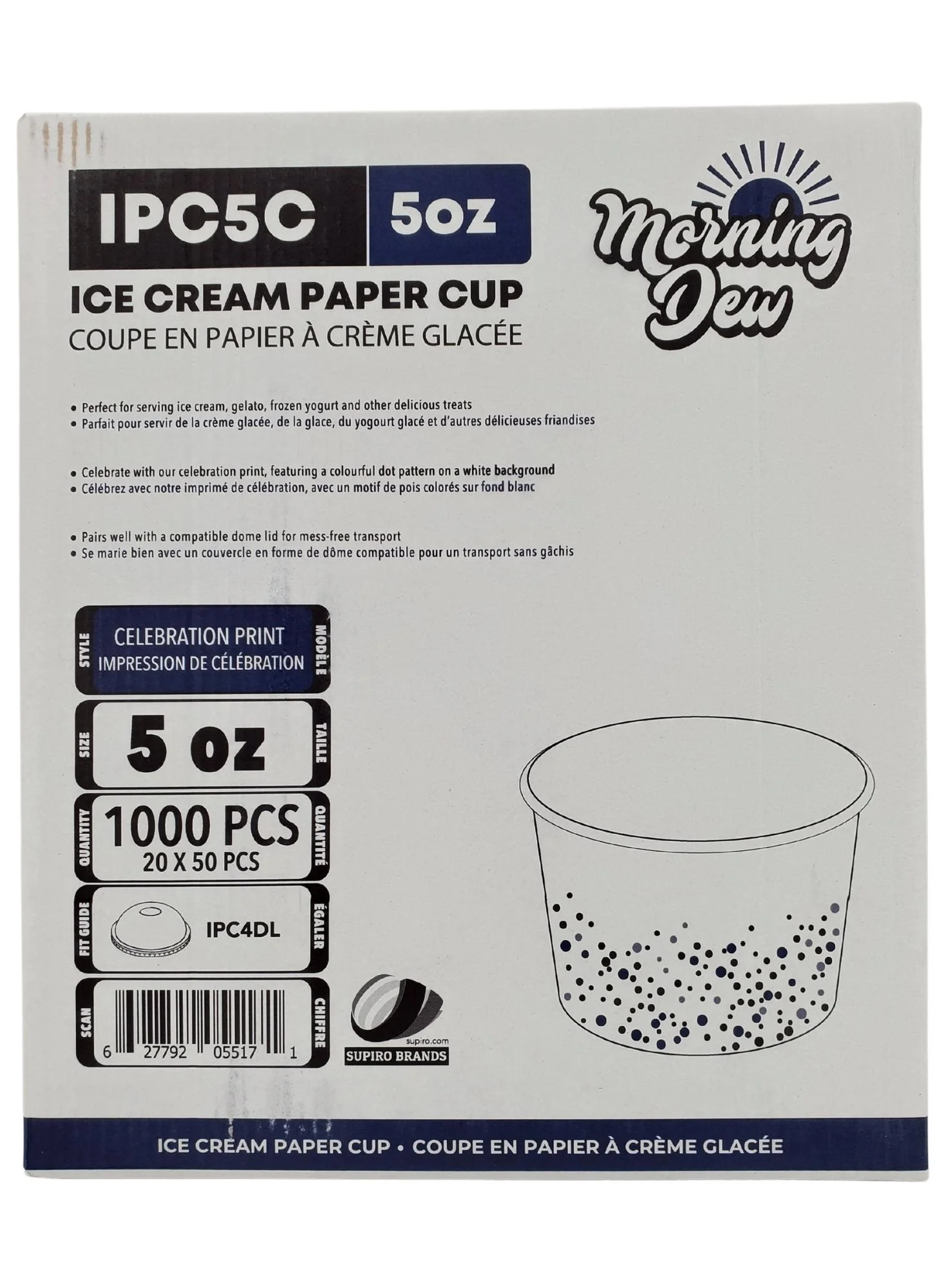 Morning Dew - 5oz Ice Cream Paper Cups - Celebration Print - IPC5C - Image 2