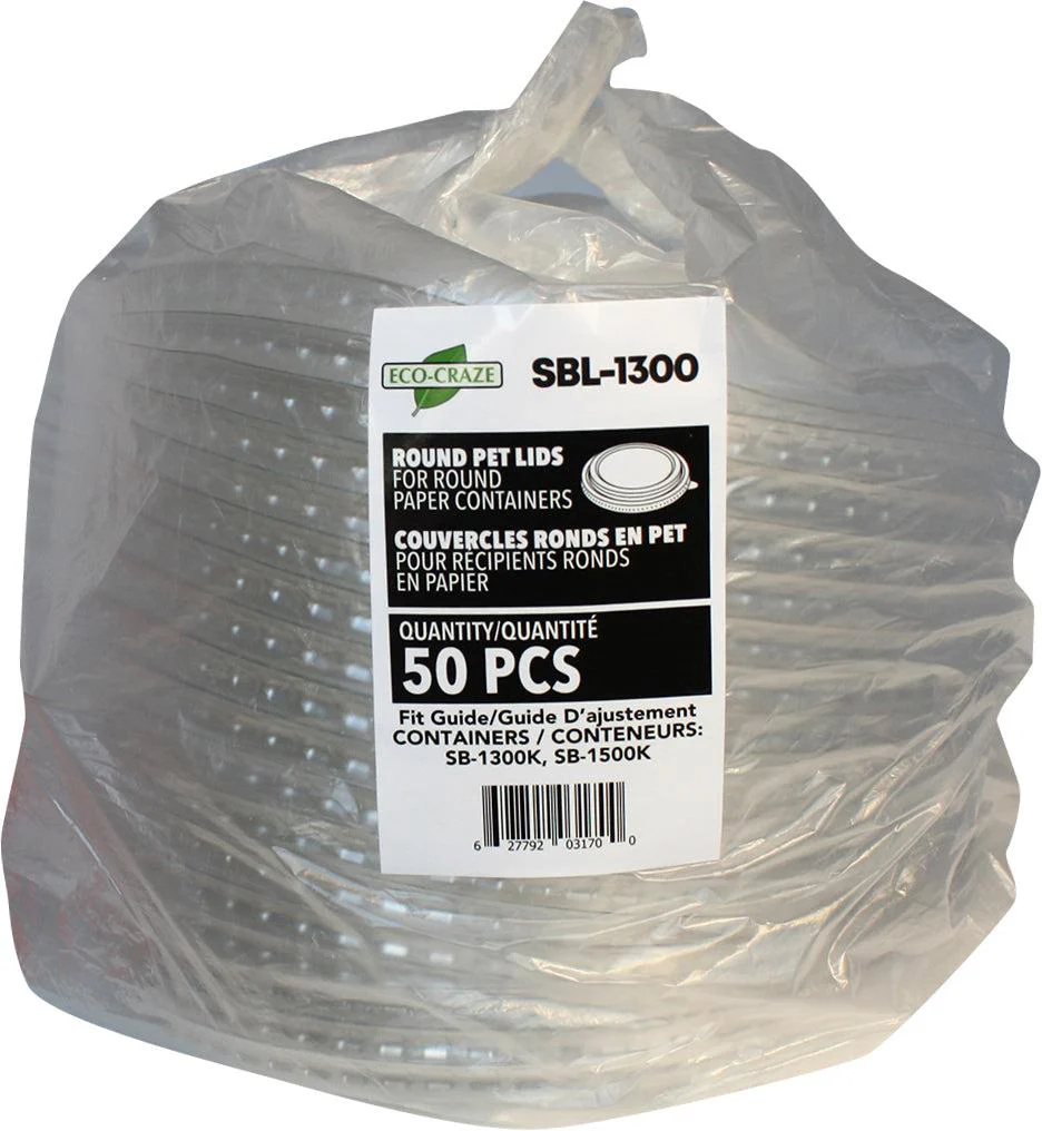 Eco-Craze - PET Round Lid - fits 1300/1500ml Kraft PE-Lined Paper Container - SBL-1300 - Image 3