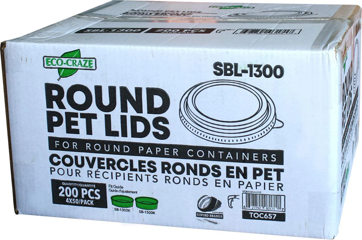 Eco-Craze - PET Round Lid - fits 1300/1500ml Kraft PE-Lined Paper Container - SBL-1300 - Image 4