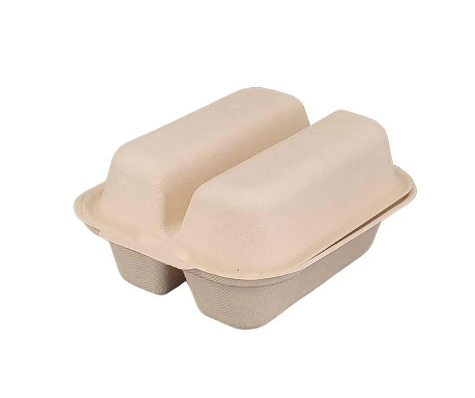 Eco-Craze - Taco - Bagasse Hinged Container - 2 COMPARTMENT - Image 4