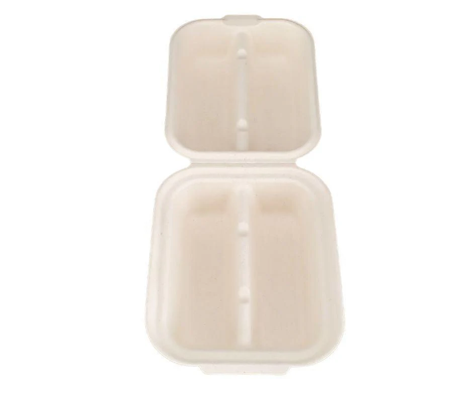 Eco-Craze - Taco - Bagasse Hinged Container - 2 COMPARTMENT - Image 8