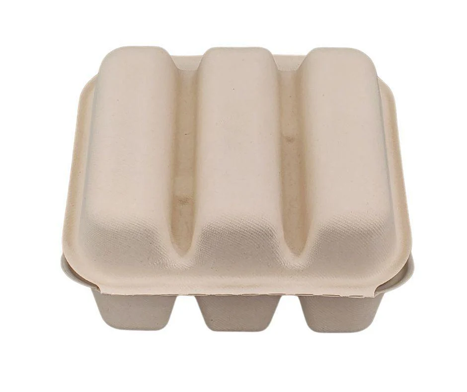 Eco-Craze - Taco - Bagasse Hinged Container - 3 COMPARTMENT - Image 7
