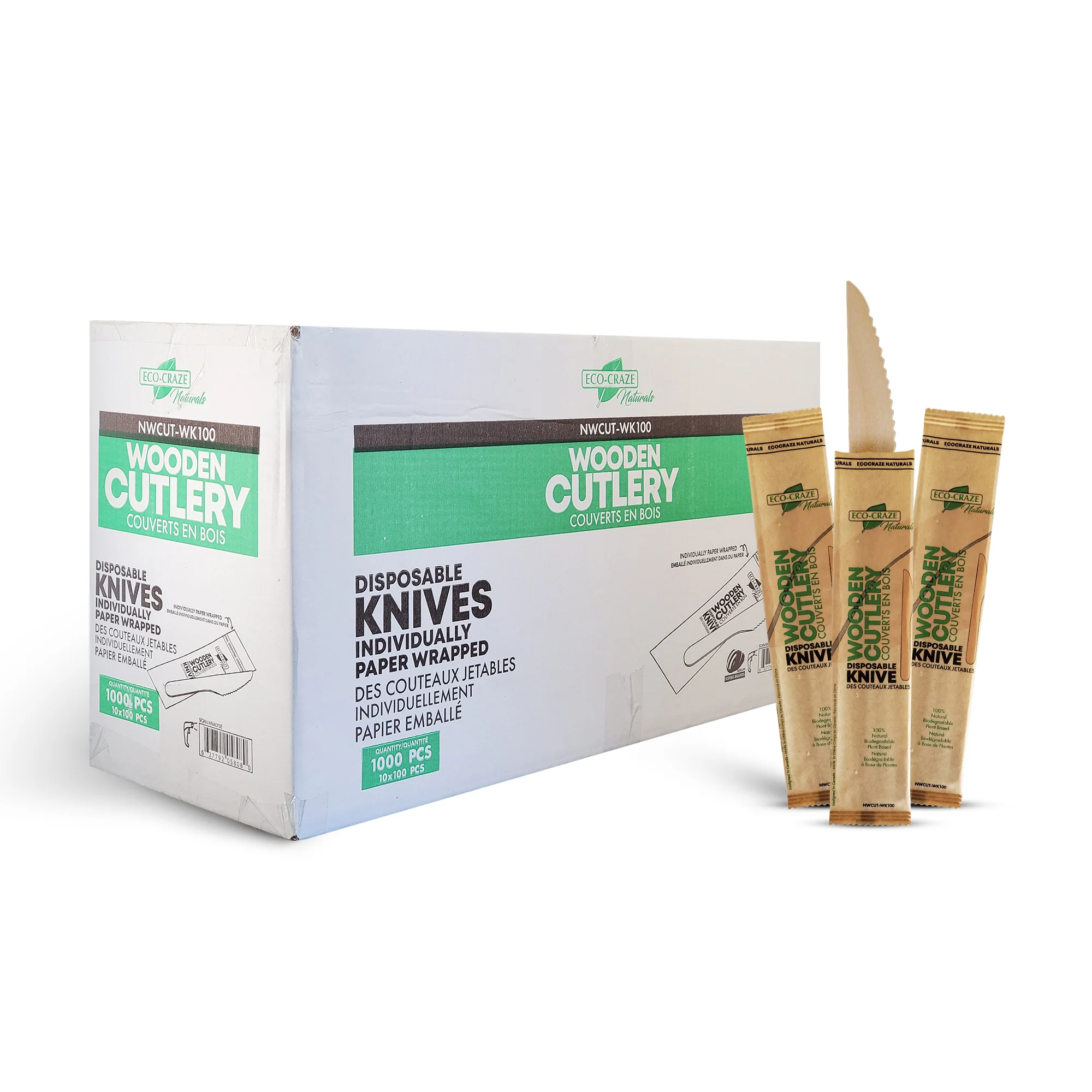 Eco-Craze - Wooden Knife - Individually Paper Wrapped - Image 3