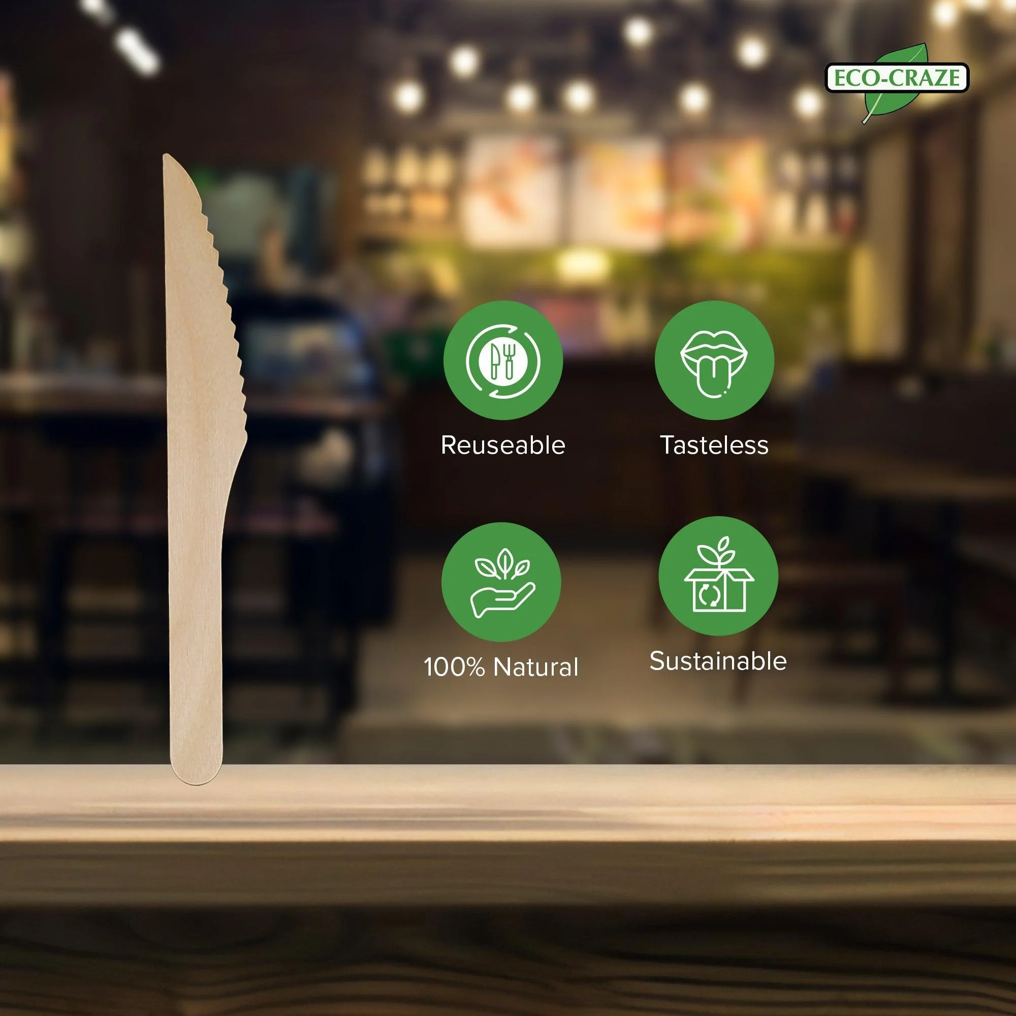 Eco-Craze - Wooden Knife - Individually Paper Wrapped - Image 5