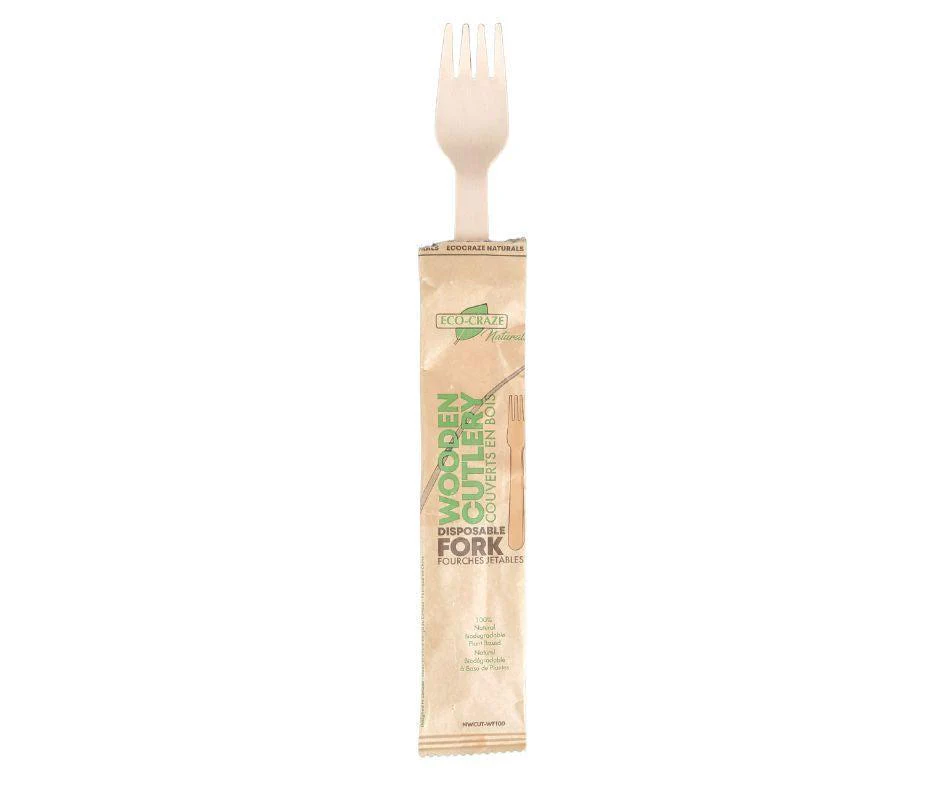 Eco-Craze - Wooden Fork - Individually Paper Wrapped - Image 2