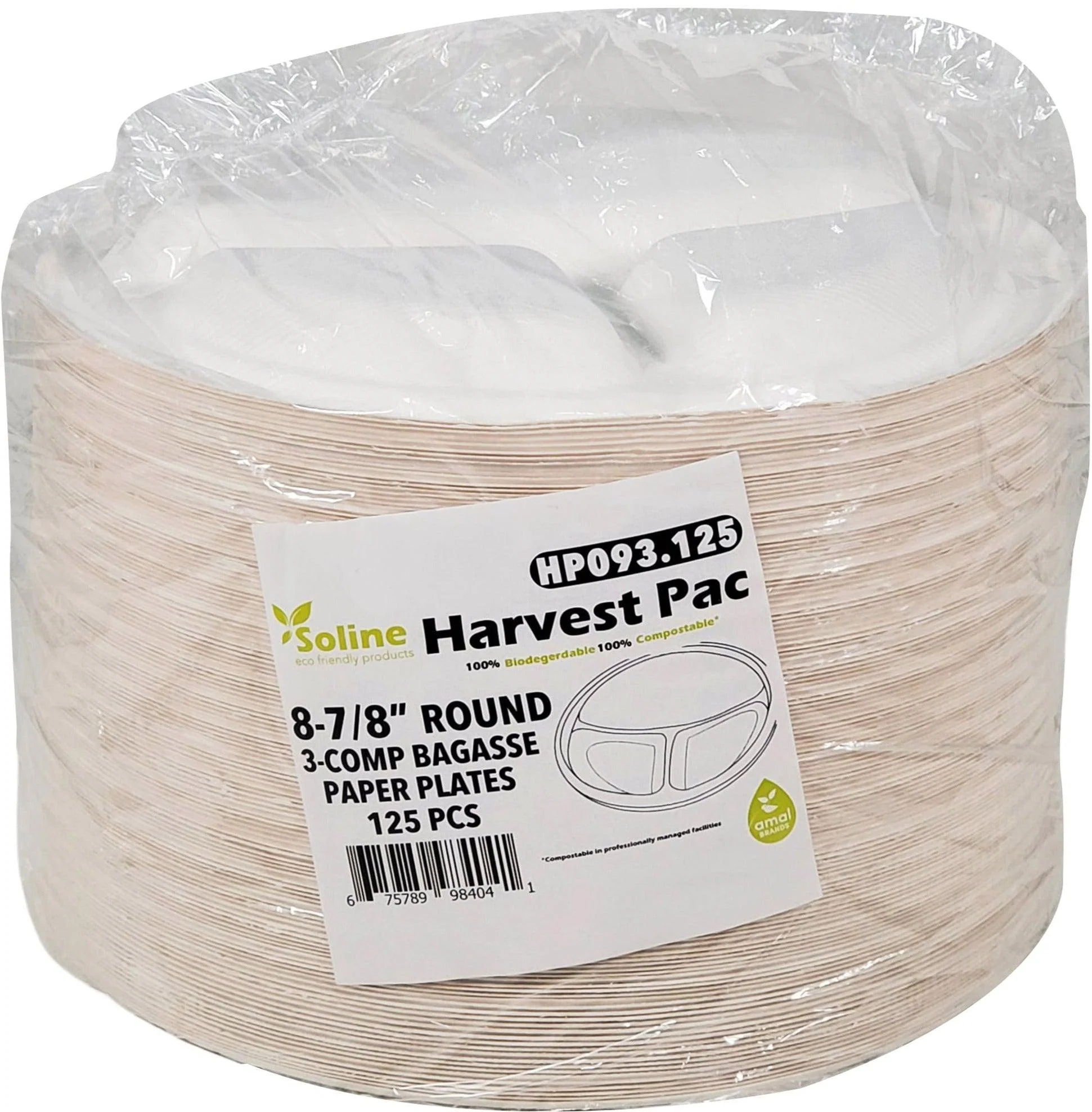 Eco-Craze - 9" Bagasse Plate - 3 Comp. - Image 3