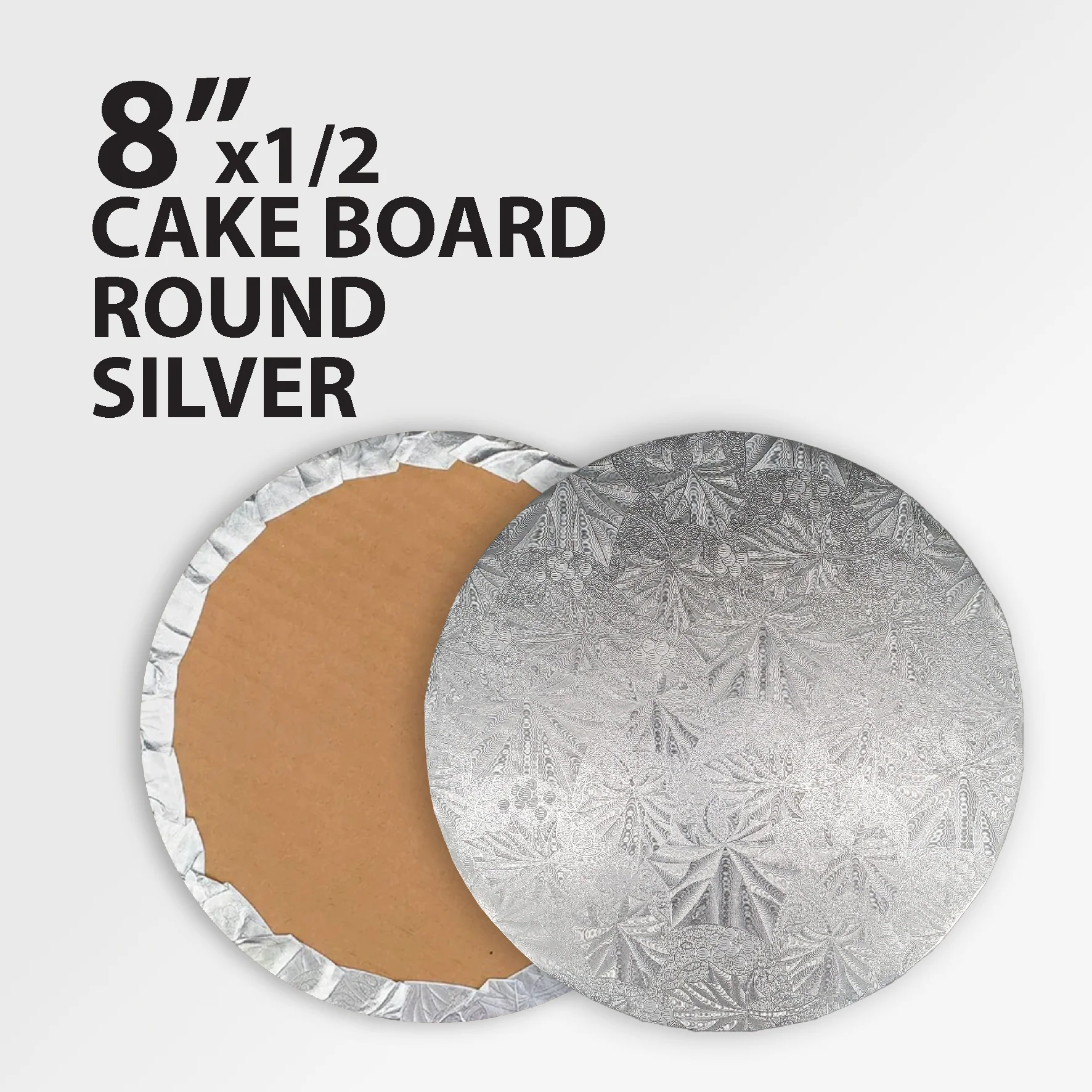 CLR - Enjay - Cake Board - Round - Silver - 8x1/2 - Image 2