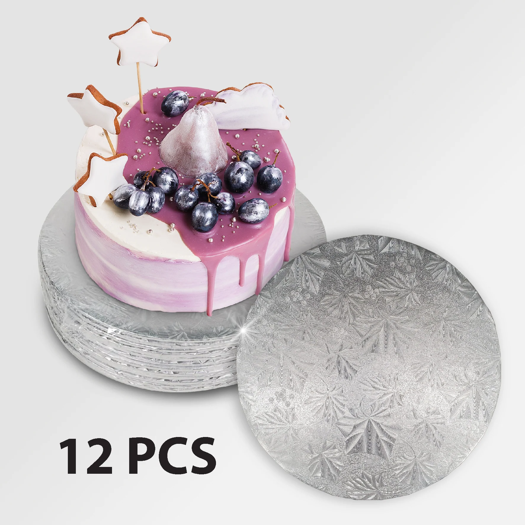 CLR - Enjay - Cake Board - Round - Silver - 8x1/2 - Image 7