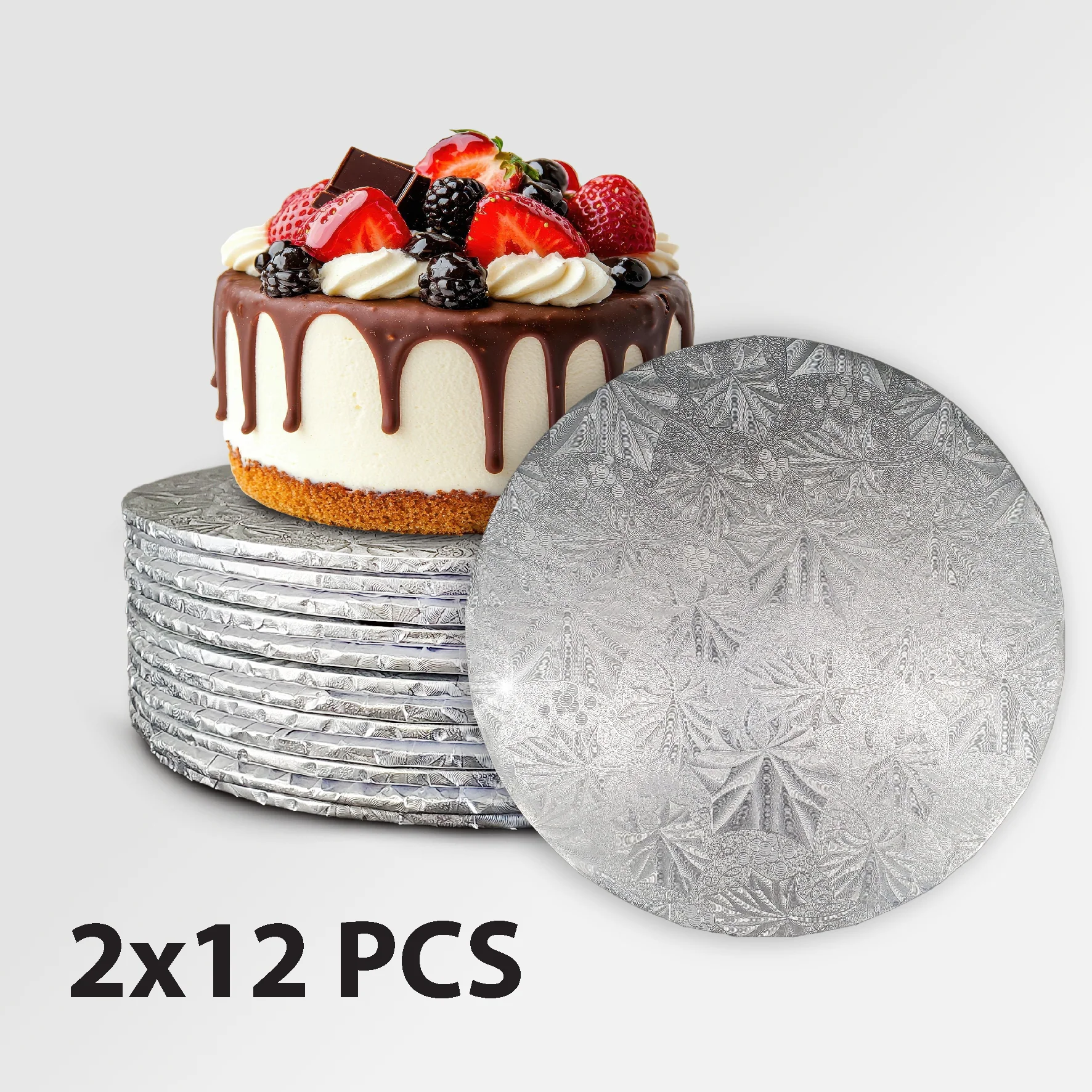 CLR - Decora - Cake Board - Round - Silver - 8x1/4 - Image 2
