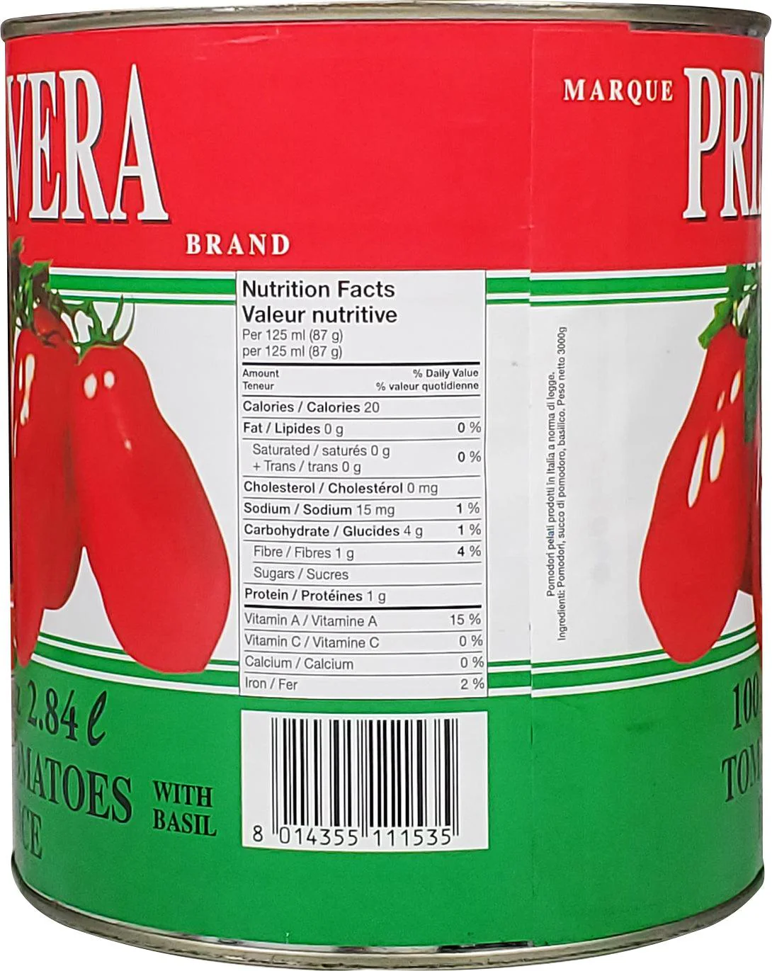 Primavera - Whole Peeled Tomatoes with Basil - Image 2