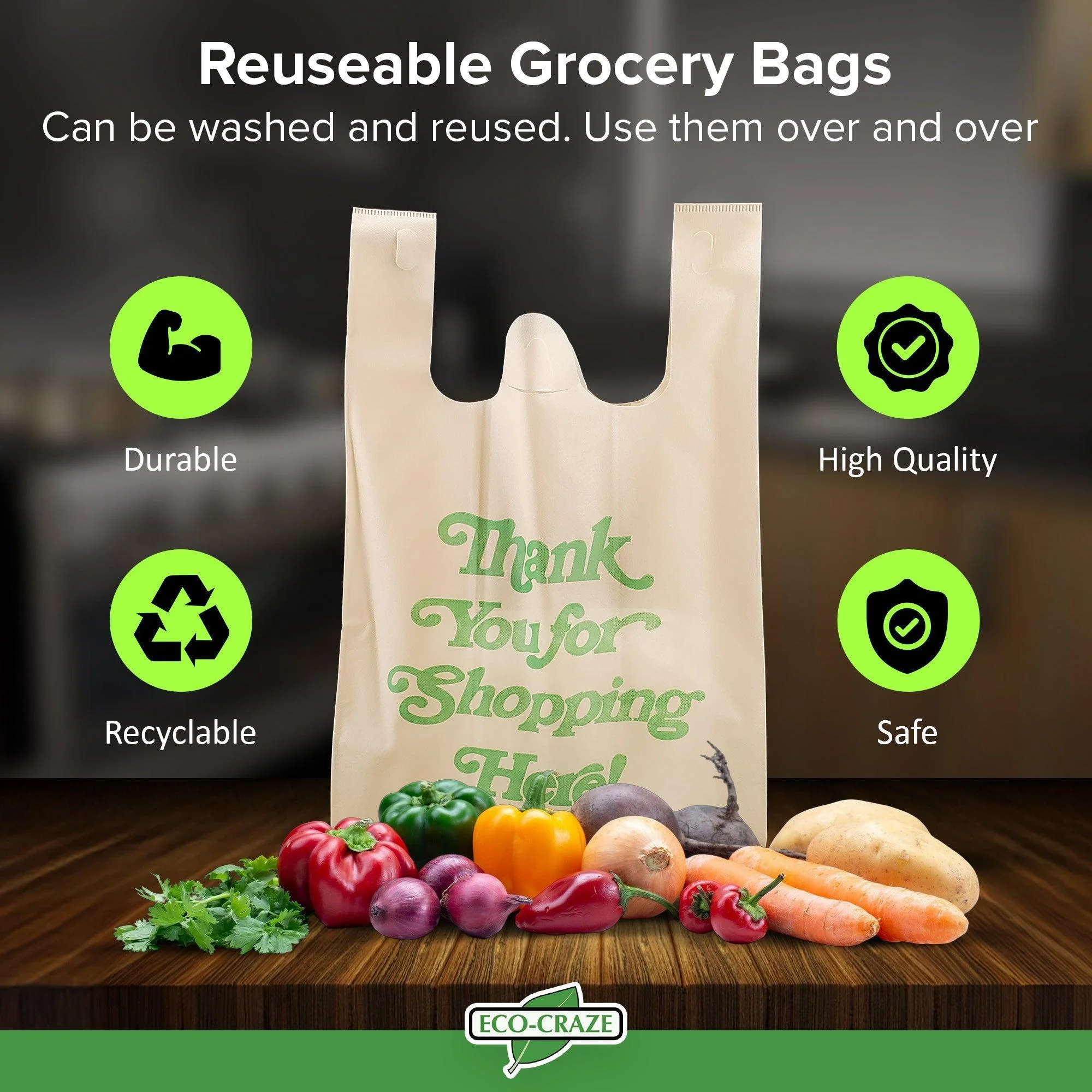 Eco-Craze - 12x8x23 – Thank You - Non Woven Reusable – Shopping Bag - Image 4