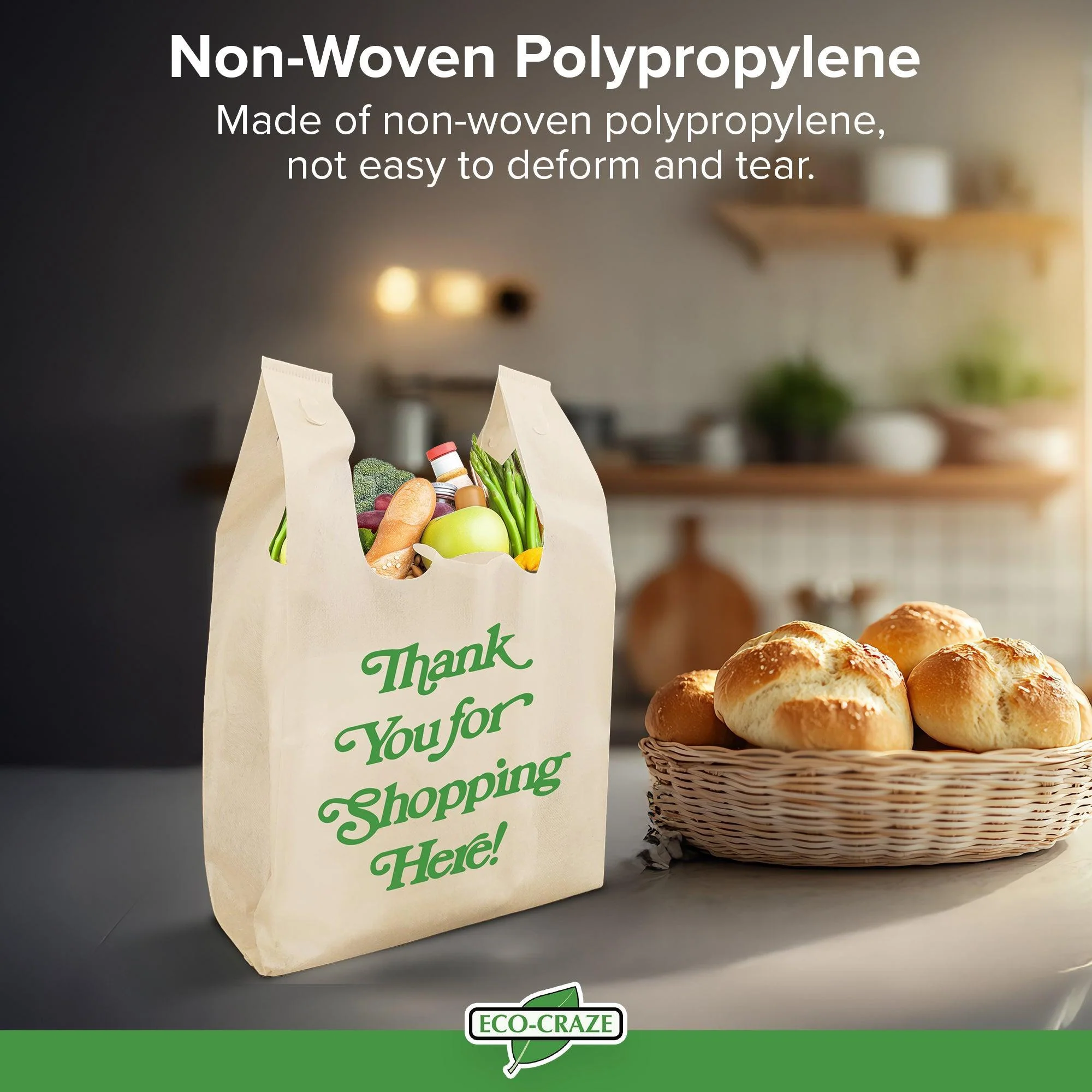 Eco-Craze - 12x8x23 – Thank You - Non Woven Reusable – Shopping Bag - Image 5