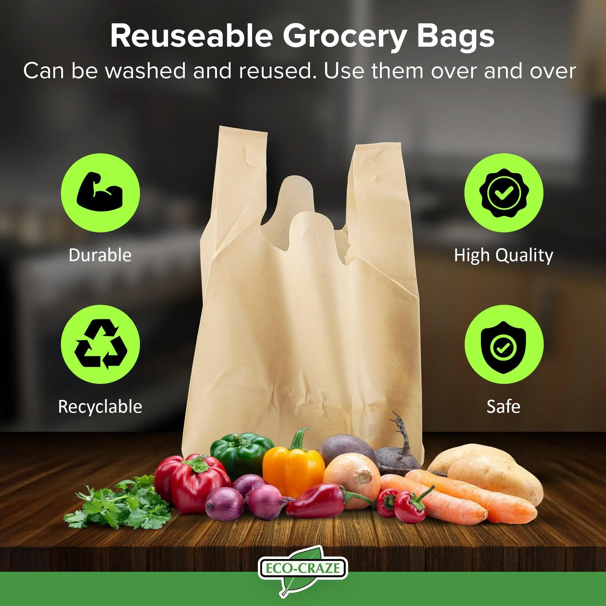 Eco-Craze - 12x8x23 - Non Woven Plain Reusable – Shopping Bag - Image 3
