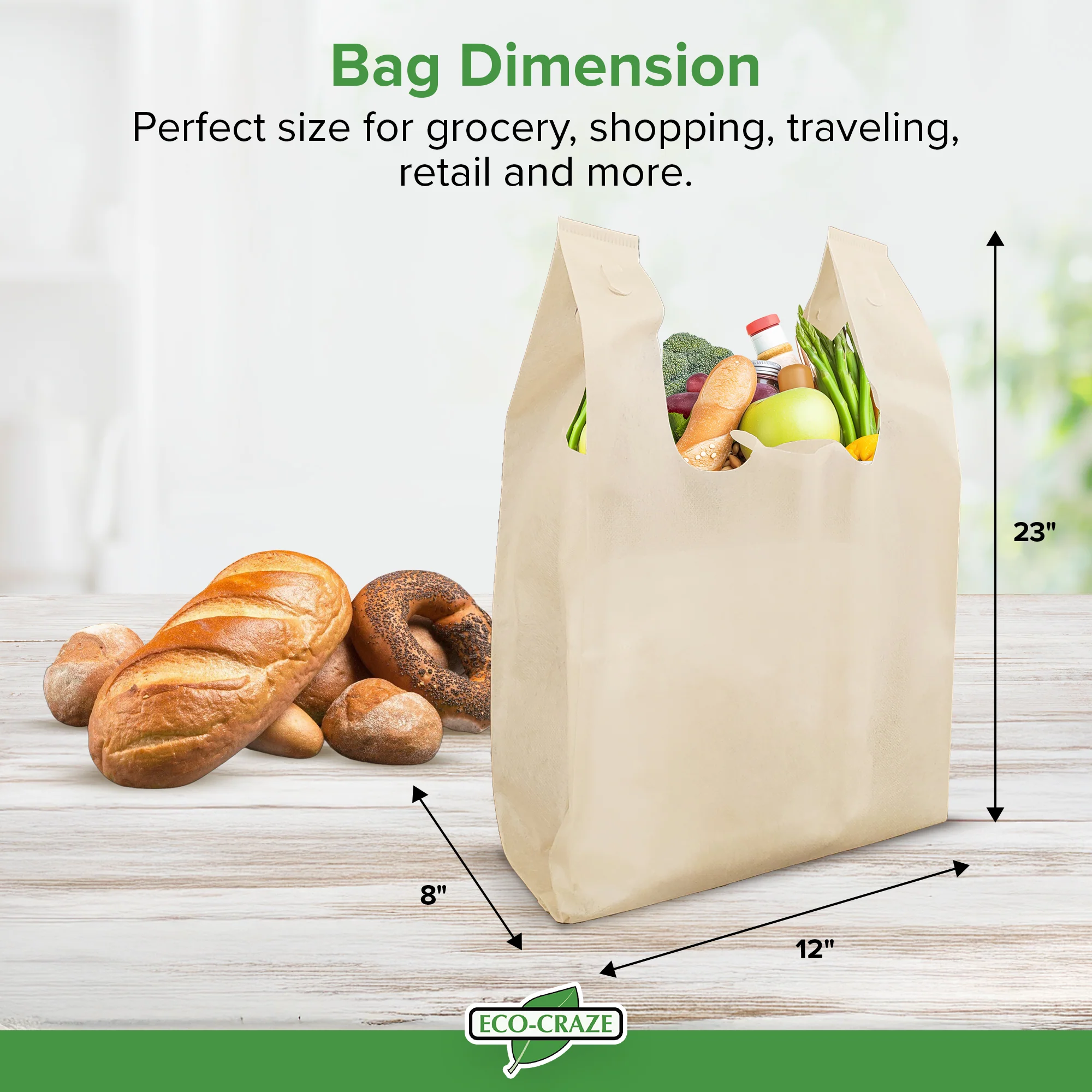 Eco-Craze - 12x8x23 - Non Woven Plain Reusable – Shopping Bag - Image 9
