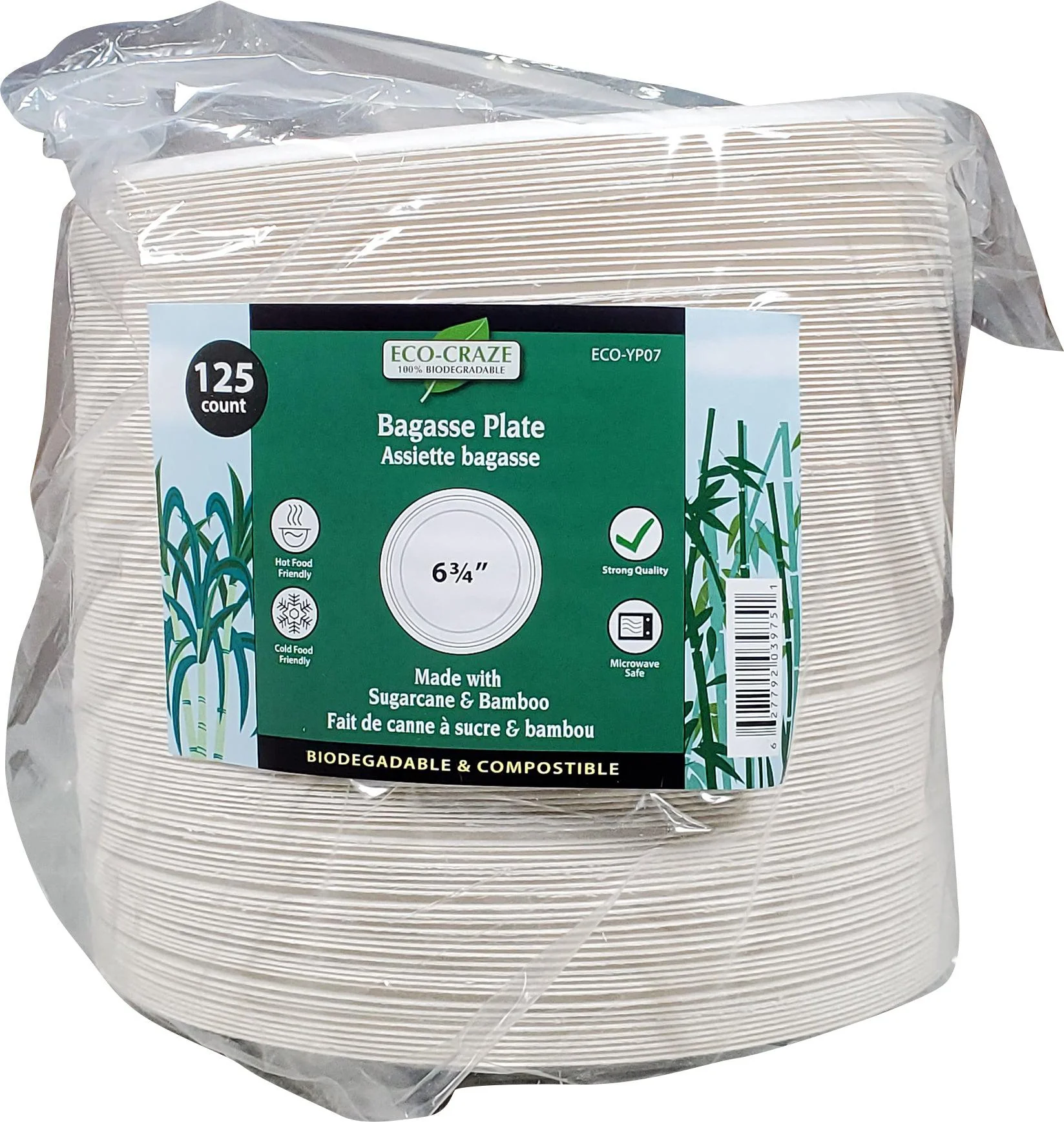 Eco-Craze - Bagasse Plate - 6.75" Round - Image 3