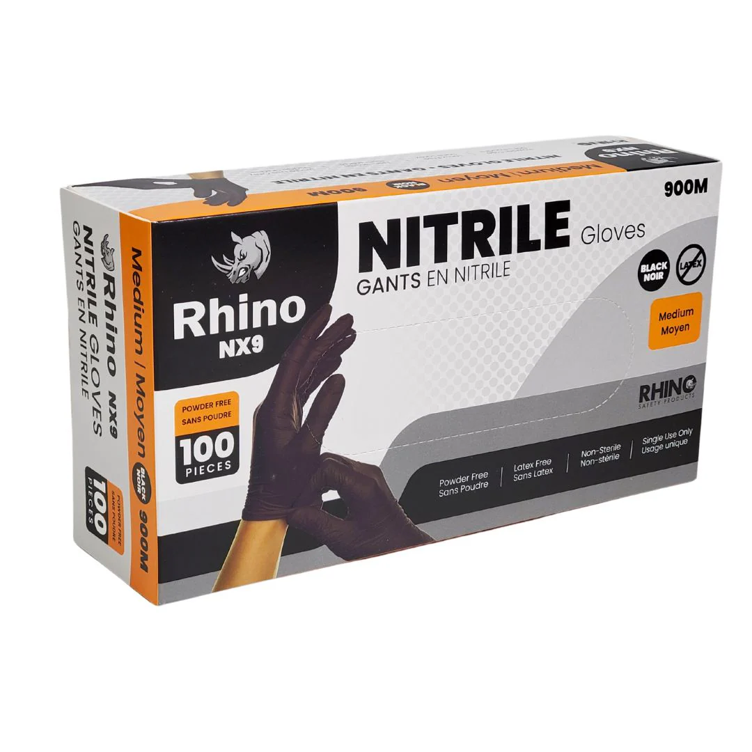Rhino - NX9 - Black Nitrile Gloves - PF - Medium - 900M - Image 2